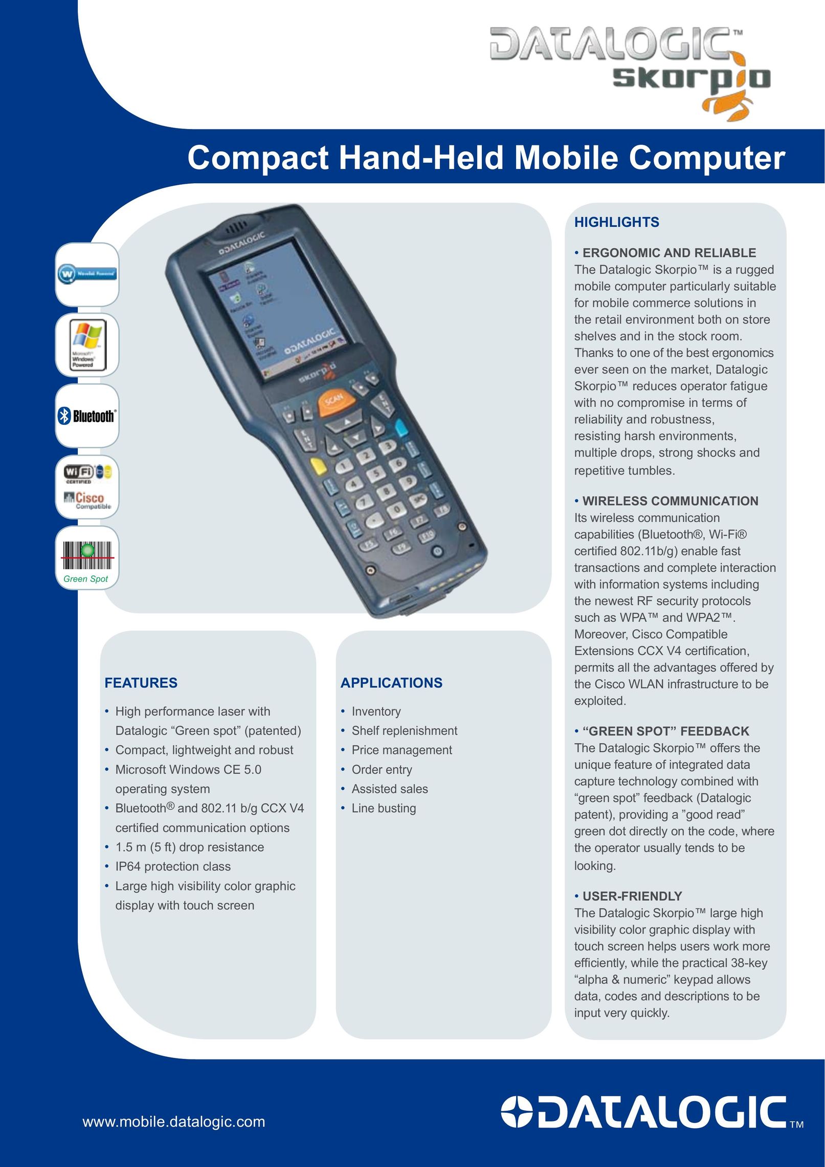 Datalogic Scanning Compact Hand-Held Mobile Computer PDAs & Smartphones User Manual