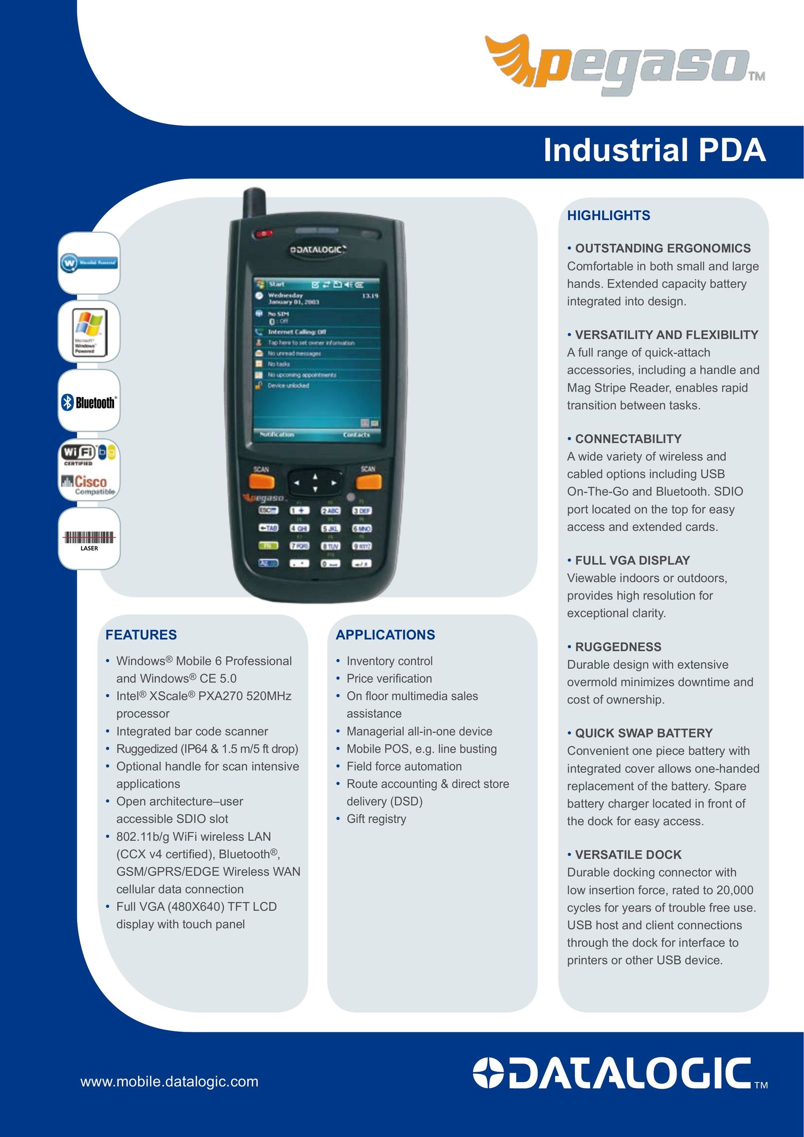 Datalogic Scanning Industrial PDA PDAs & Smartphones User Manual