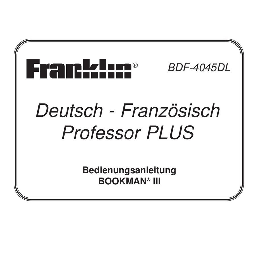 Franklin BDF-4045DL PDAs & Smartphones User Manual