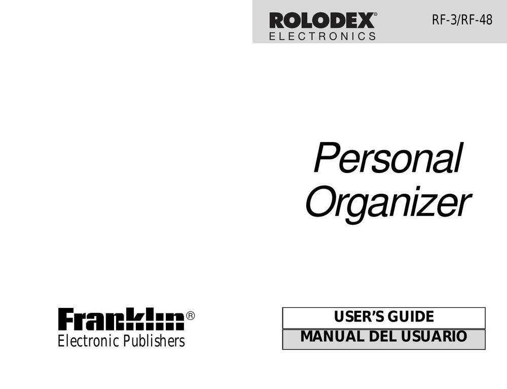 Franklin RF-3 PDAs & Smartphones User Manual