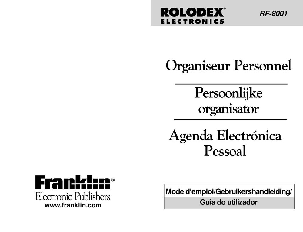 Franklin RF-8001 PDAs & Smartphones User Manual