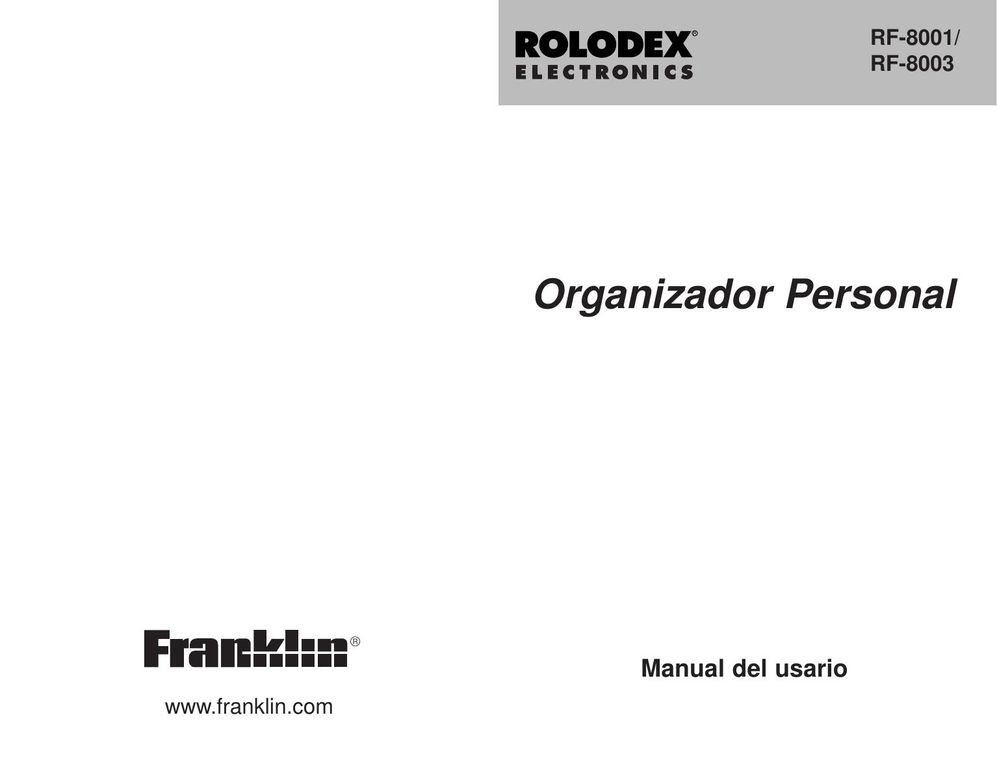 Franklin RF-8003 PDAs & Smartphones User Manual