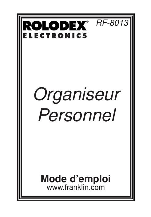 Franklin RF-8013 PDAs & Smartphones User Manual