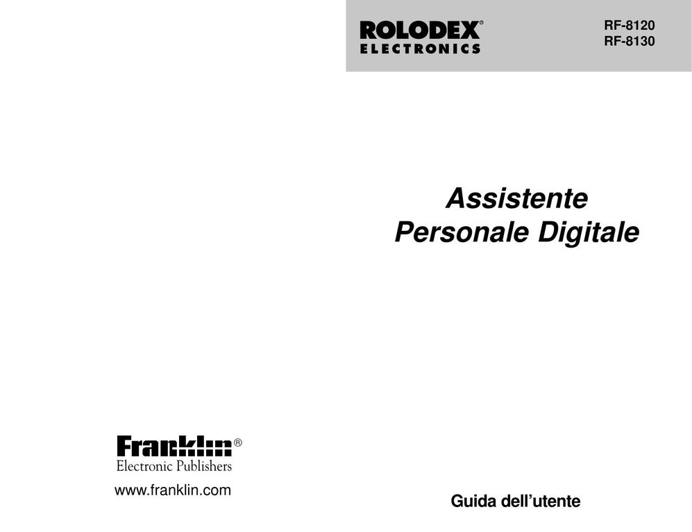 Franklin RF-8120 PDAs & Smartphones User Manual