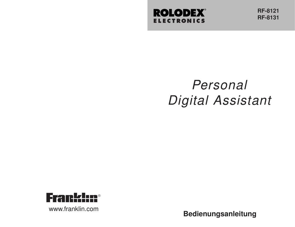 Franklin RF-8121 PDAs & Smartphones User Manual