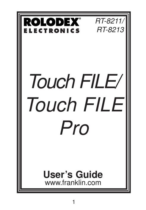 Franklin RT-8211 PDAs & Smartphones User Manual