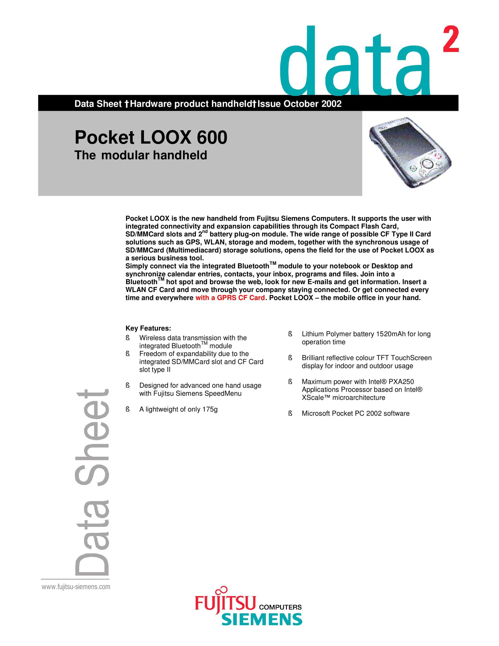 Fujitsu 600 PDAs & Smartphones User Manual