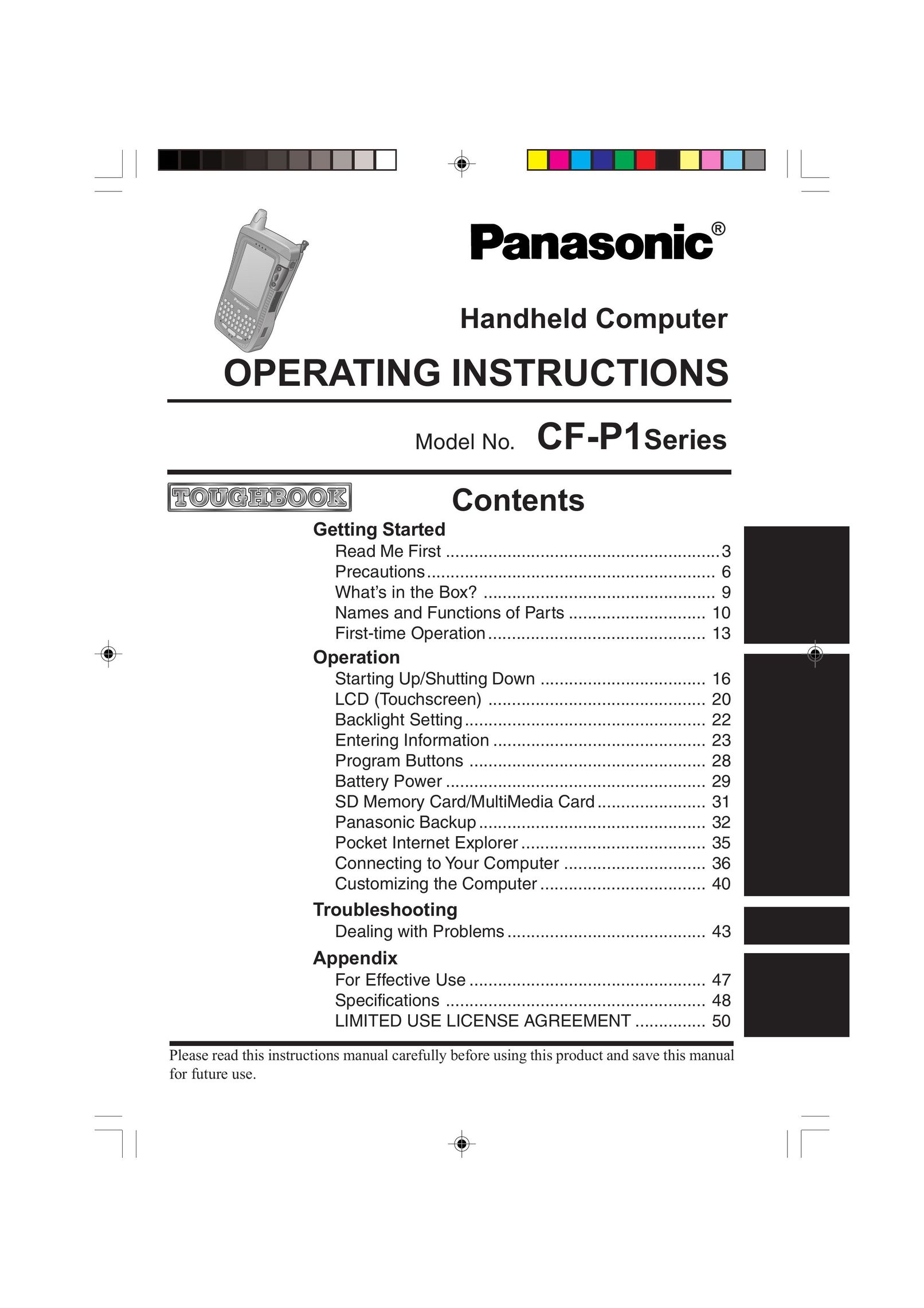 Panasonic CF-P1 PDAs & Smartphones User Manual