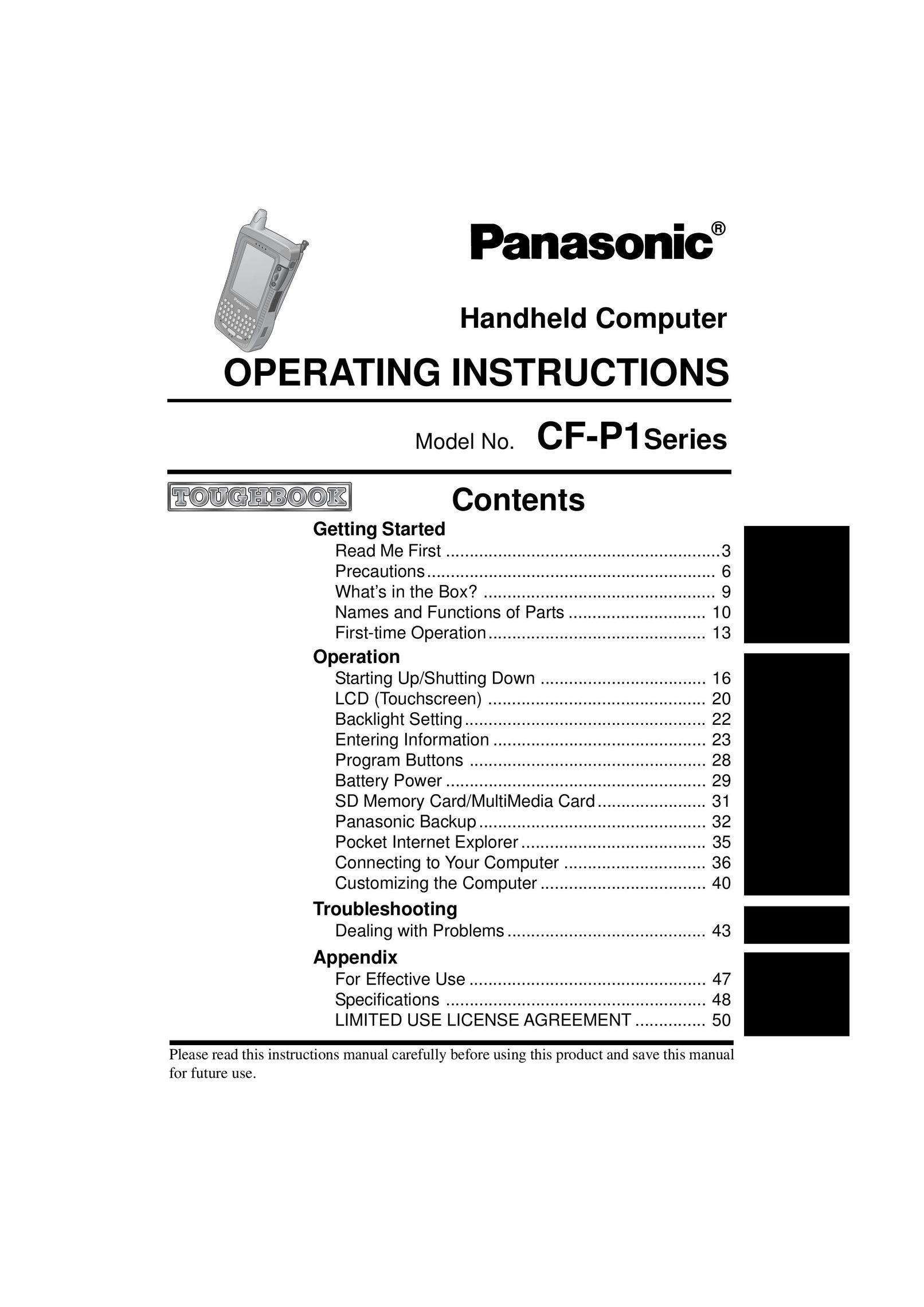 Panasonic CF-P1Series PDAs & Smartphones User Manual