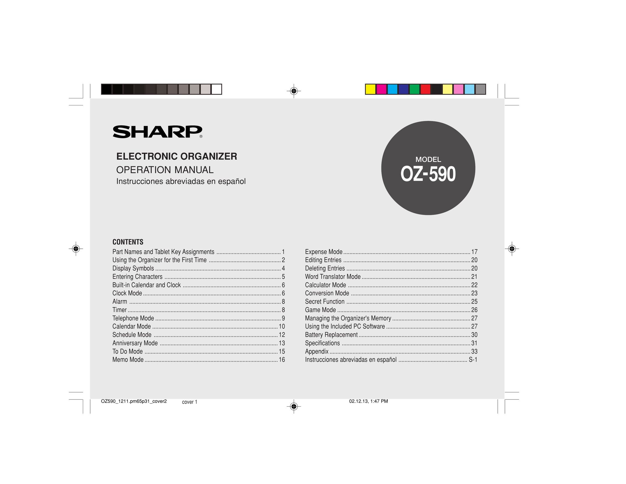 Sharp OZ-590 PDAs & Smartphones User Manual