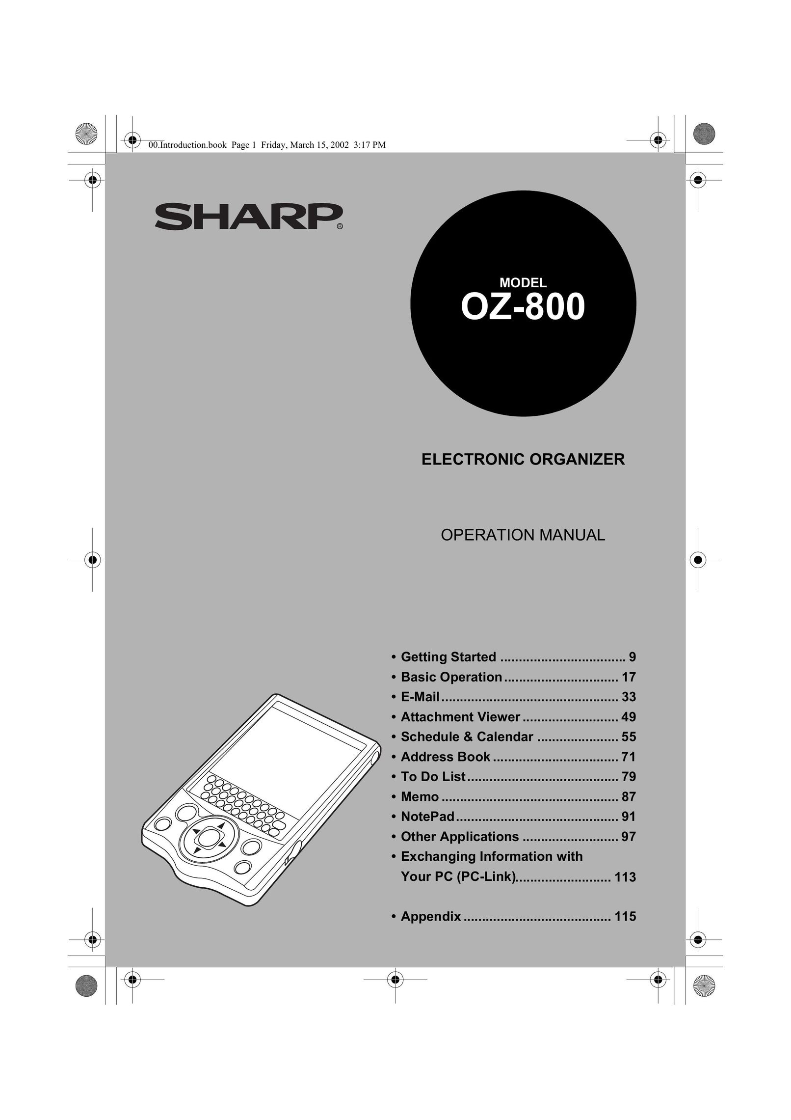 Sharp OZ-800 PDAs & Smartphones User Manual