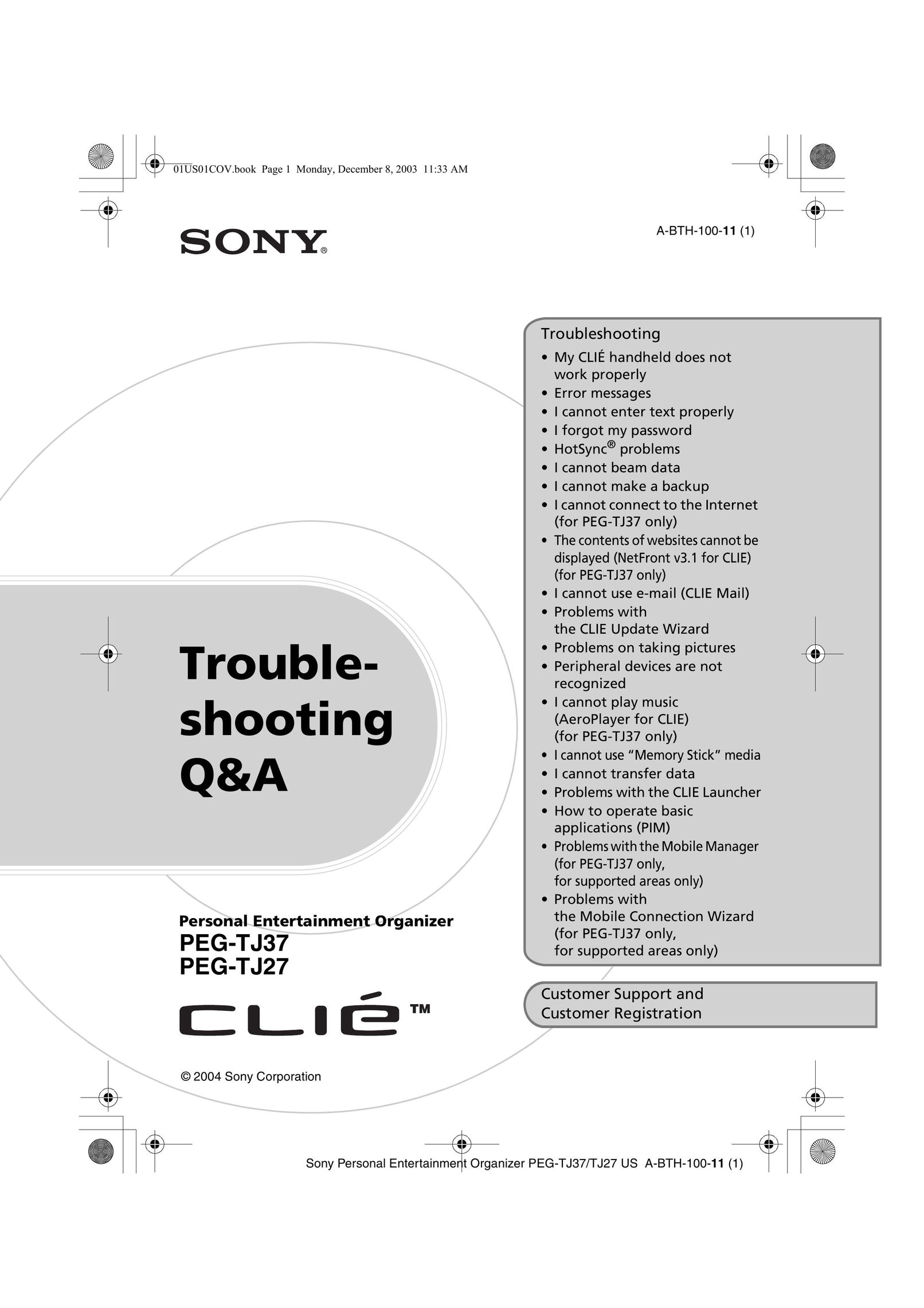 Sony PEG-TJ27 PDAs & Smartphones User Manual