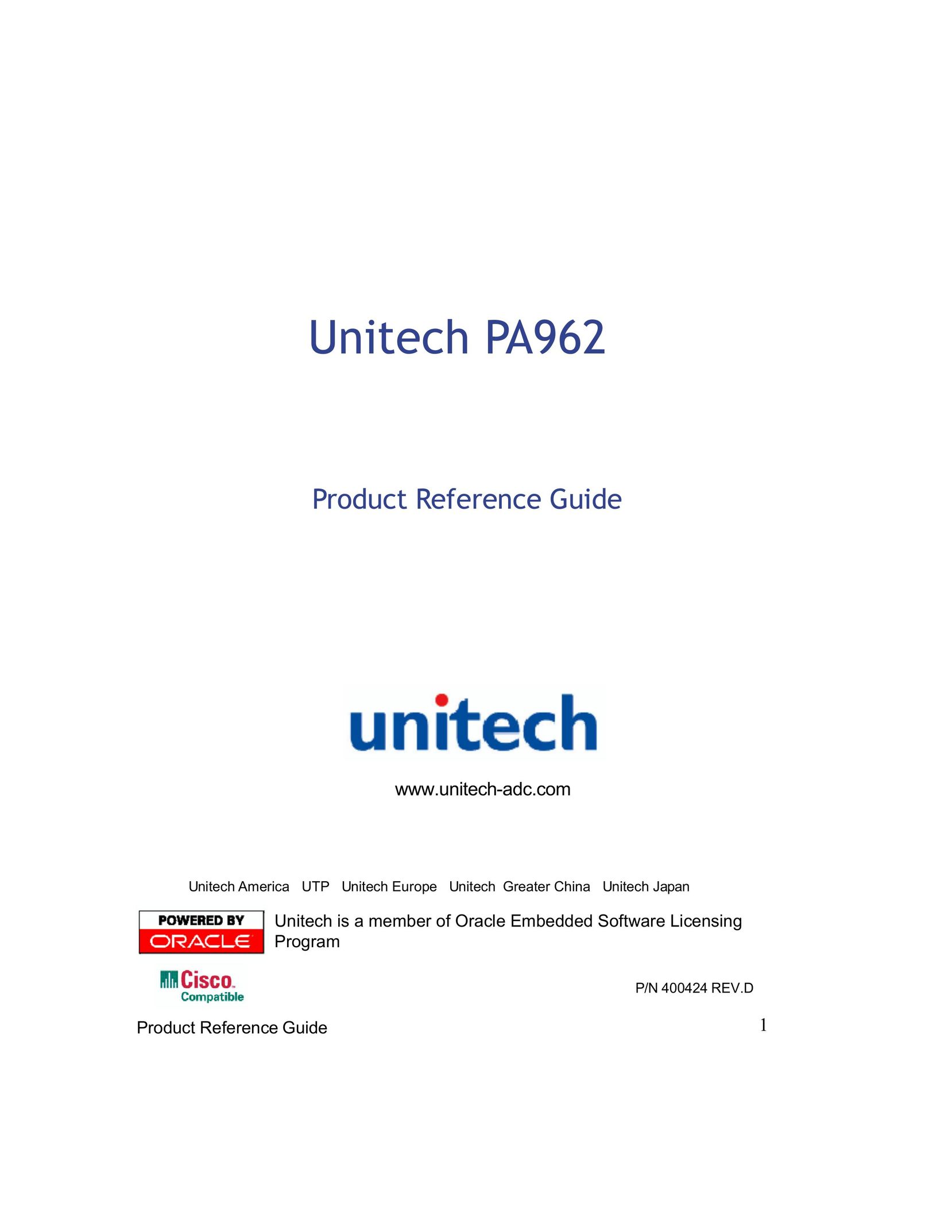 Unitech PA962 PDAs & Smartphones User Manual