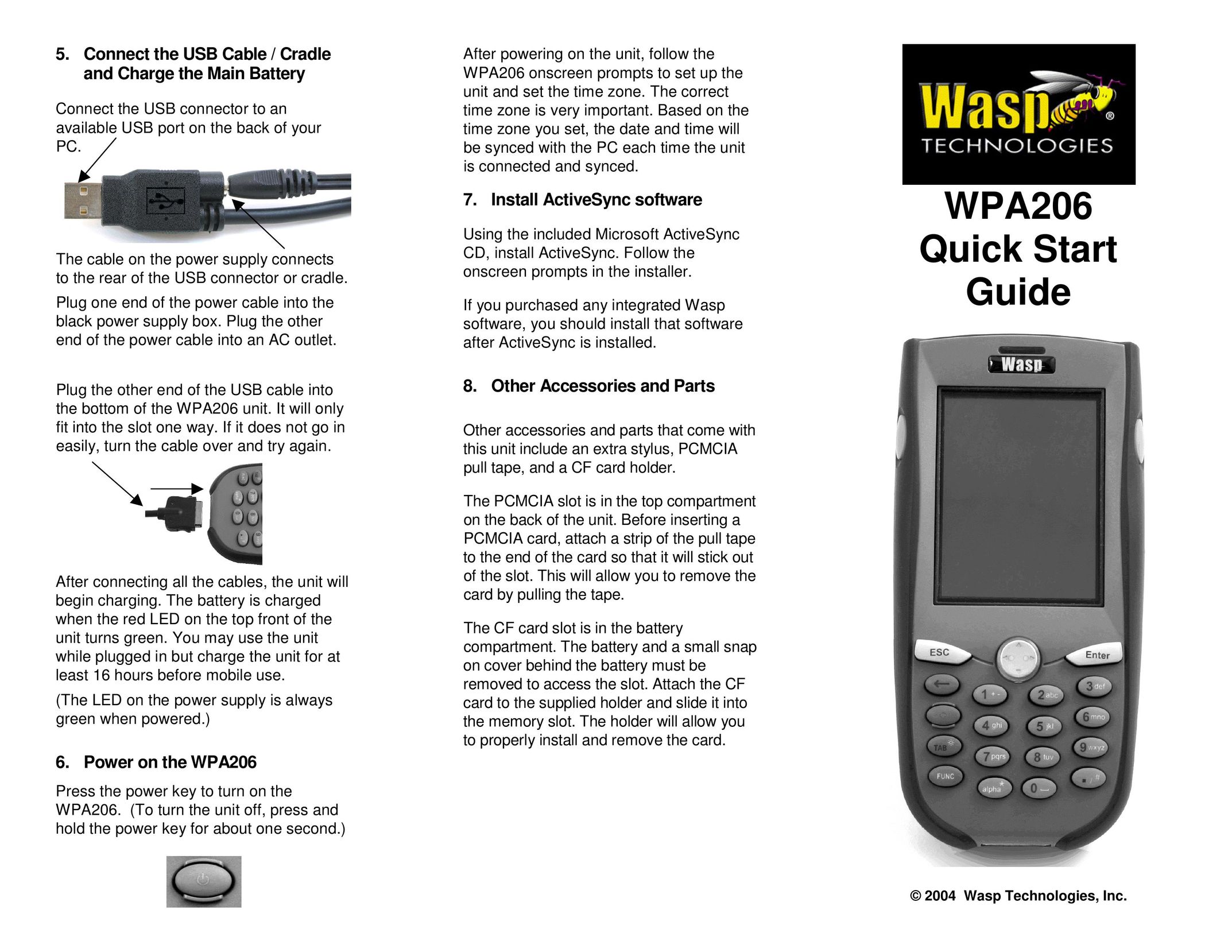Wasp Bar Code WPA206 PDAs & Smartphones User Manual