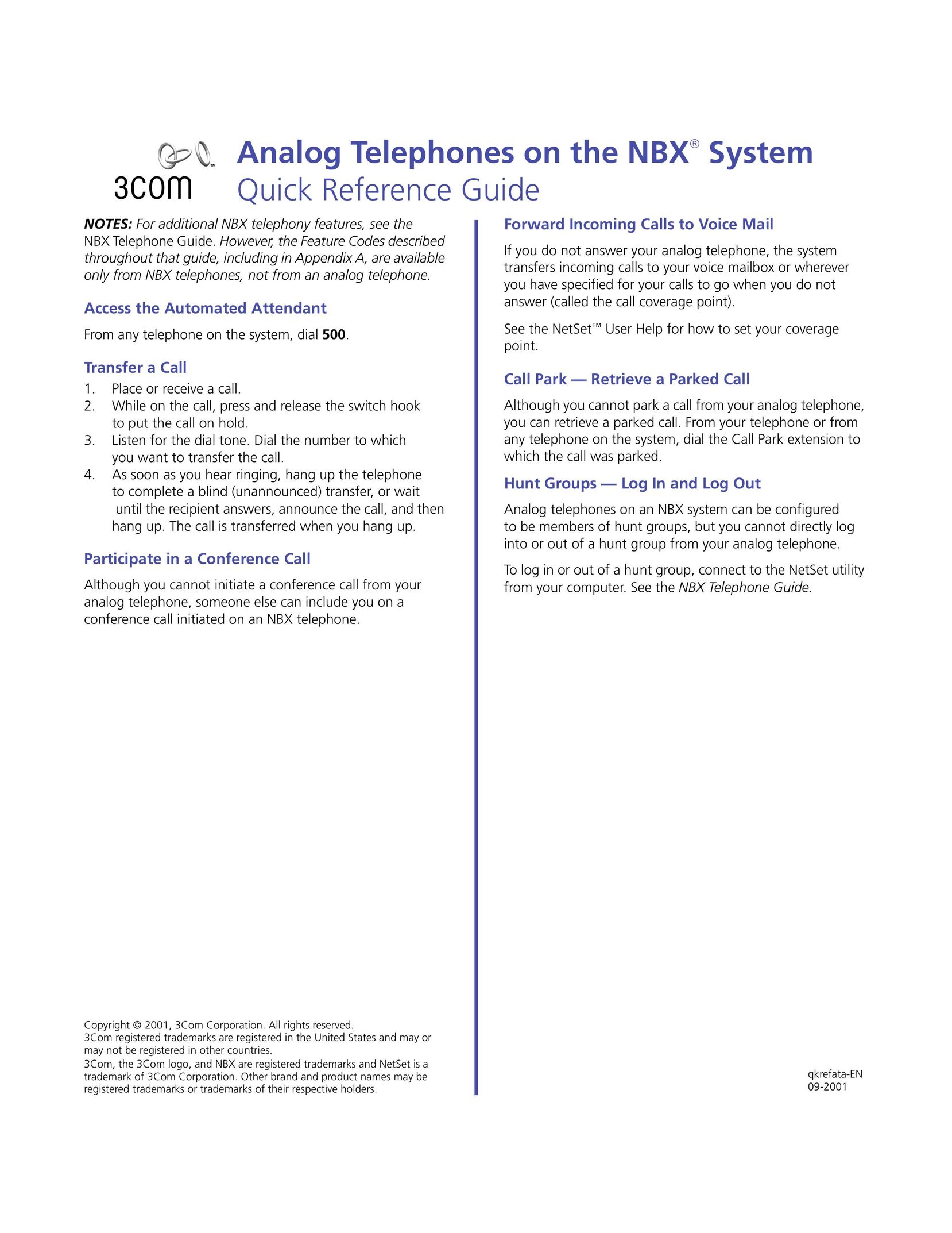 3Com NBX Telephone User Manual