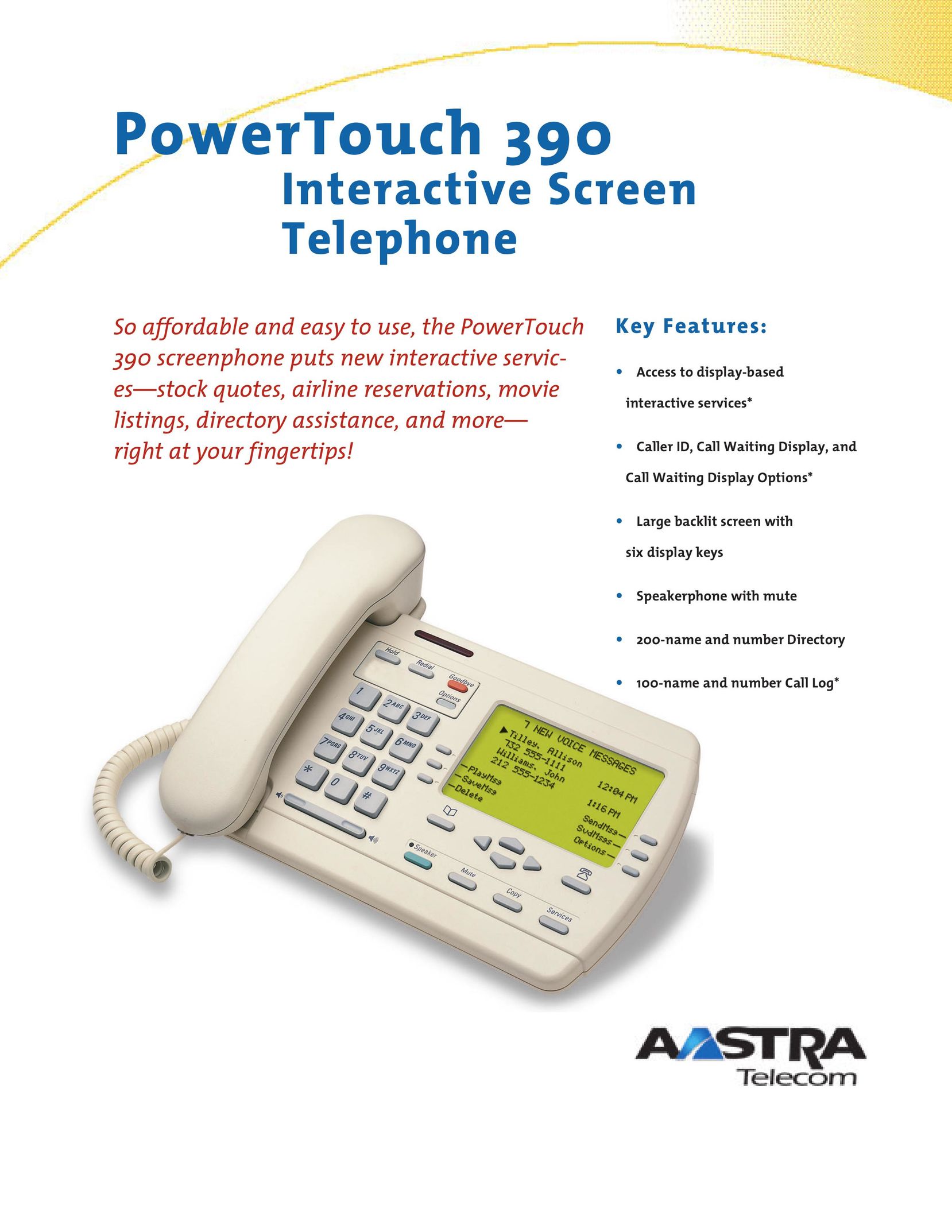 Aastra Telecom 390 Telephone User Manual