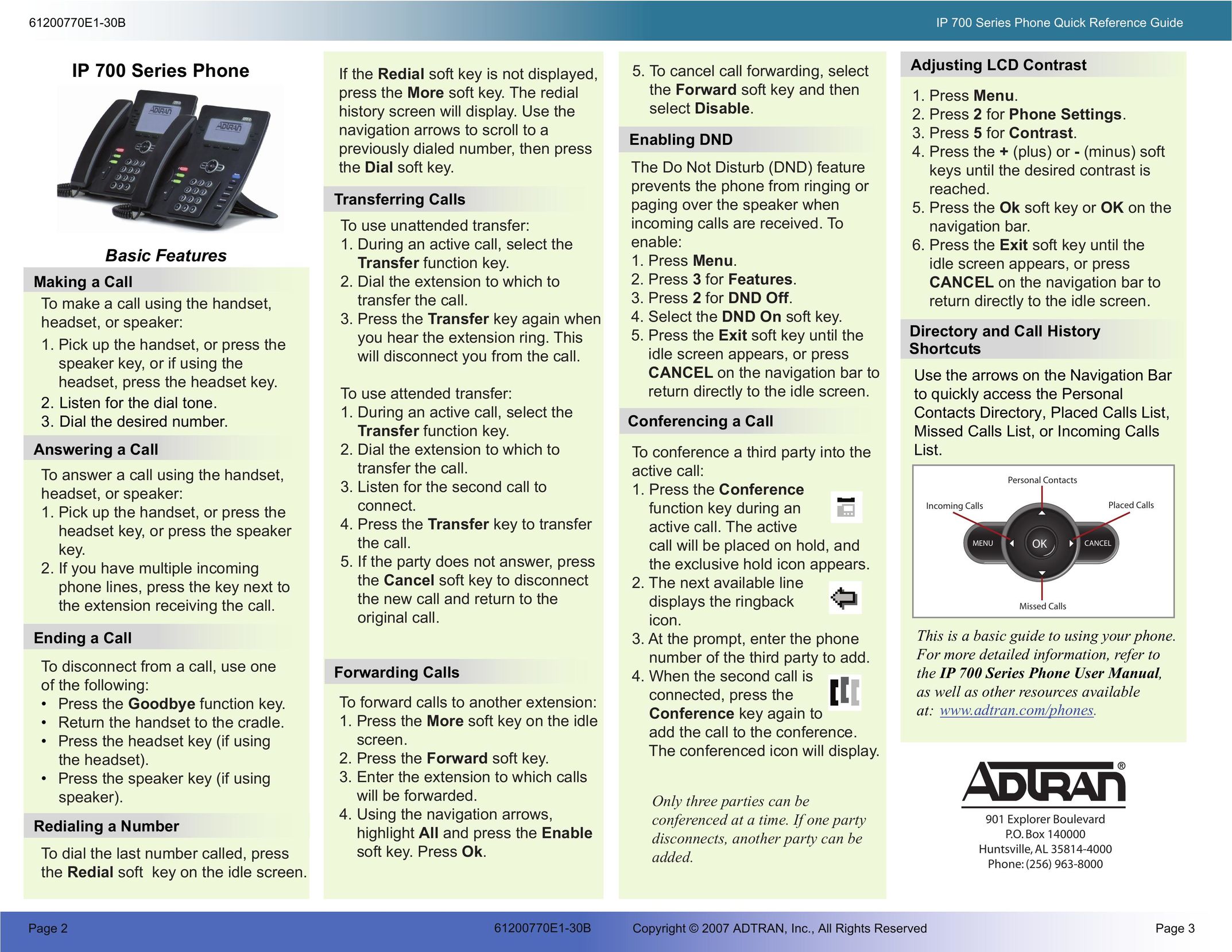 ADTRAN IP 700 Telephone User Manual