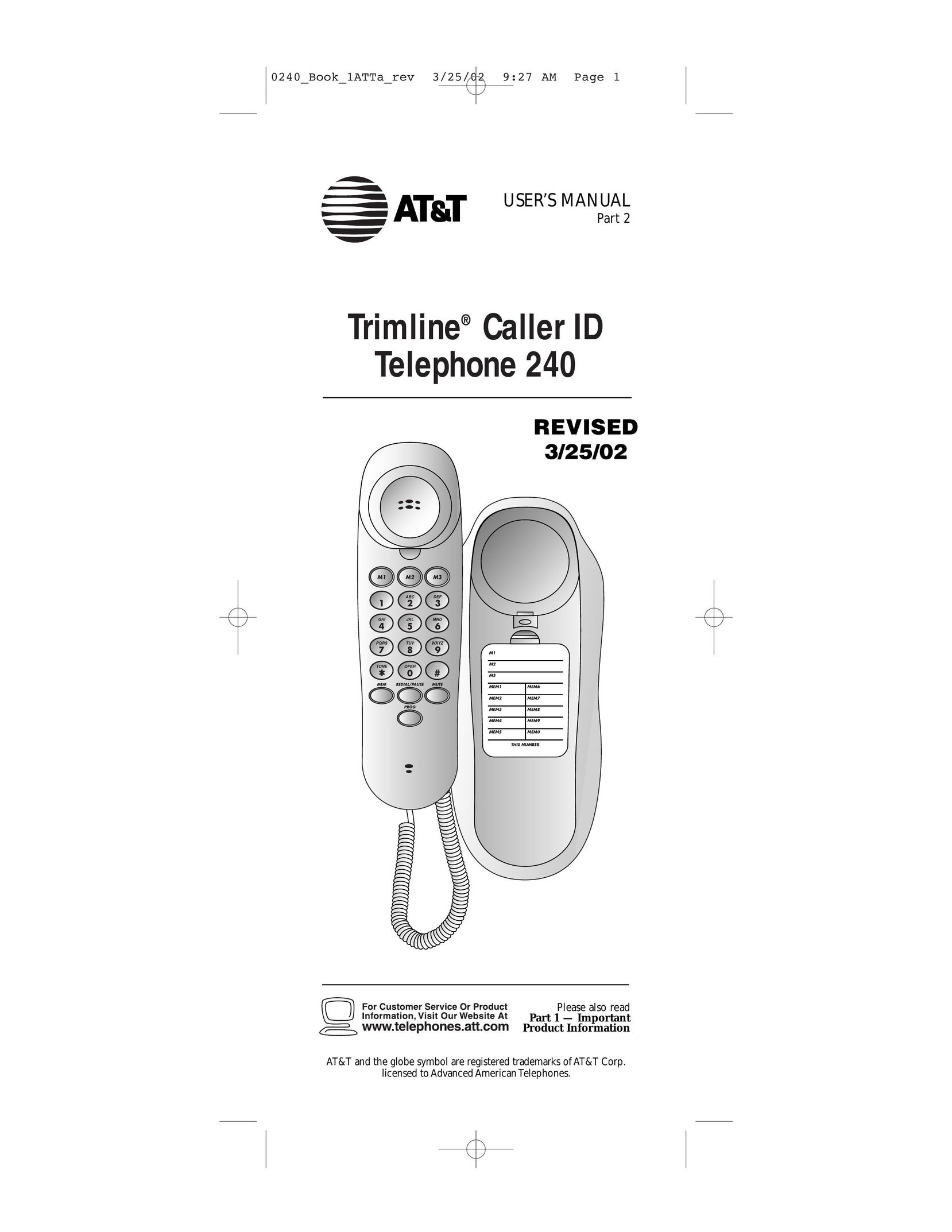 AT&T 240 Telephone User Manual