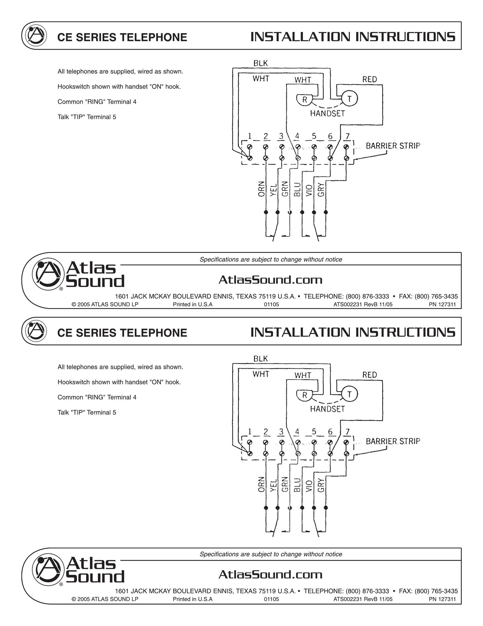 Atlas Sound CE Series Telephone User Manual