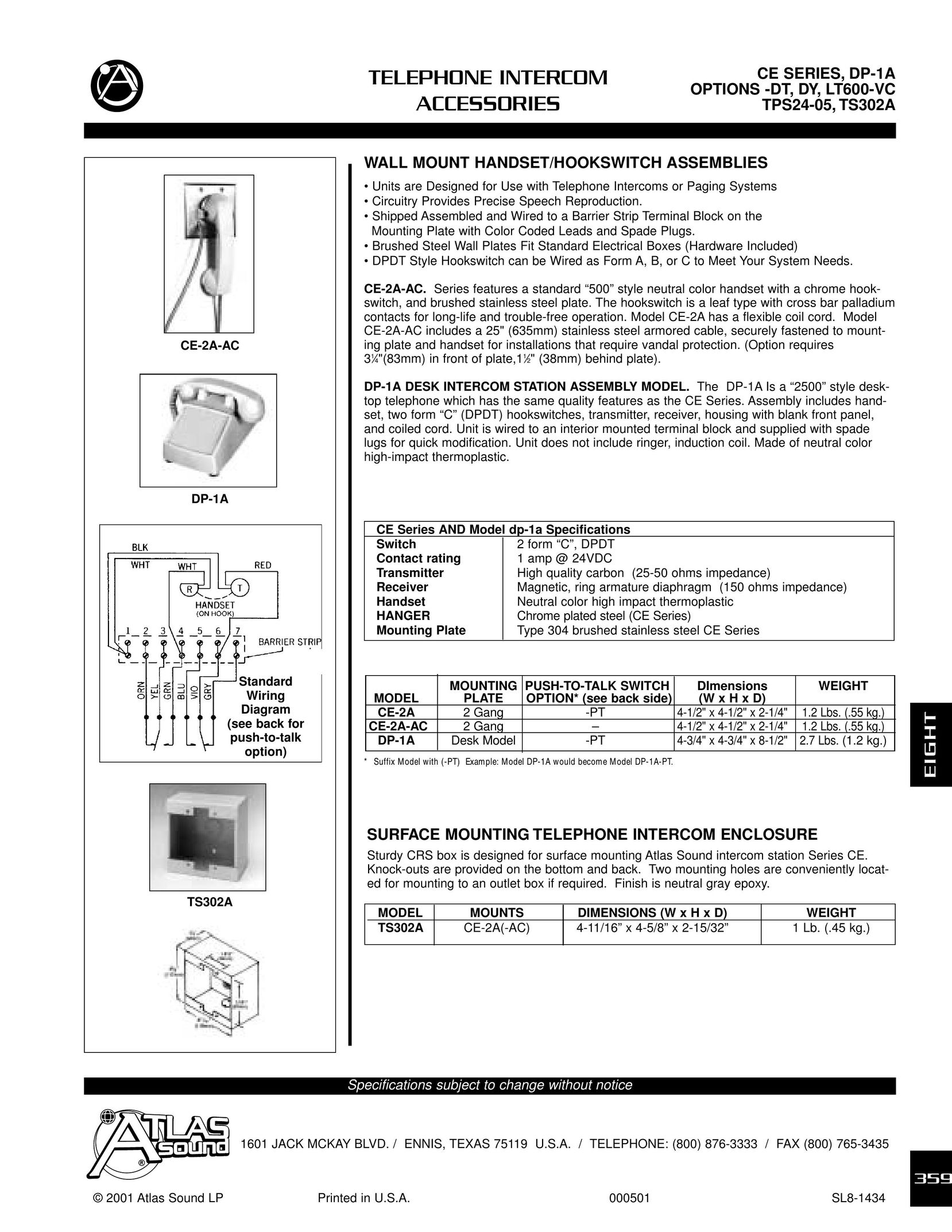 Atlas Sound LT 600-VC Telephone User Manual
