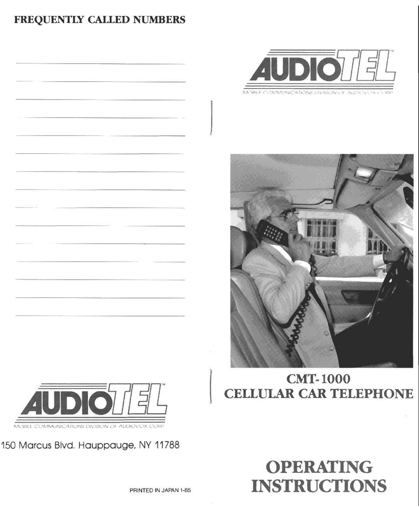 Audiovox CMT-1000 Telephone User Manual