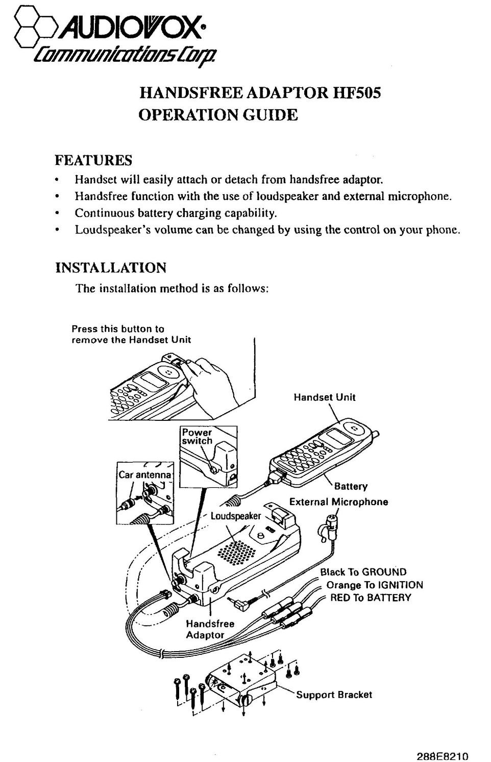 Audiovox HF505 Telephone User Manual