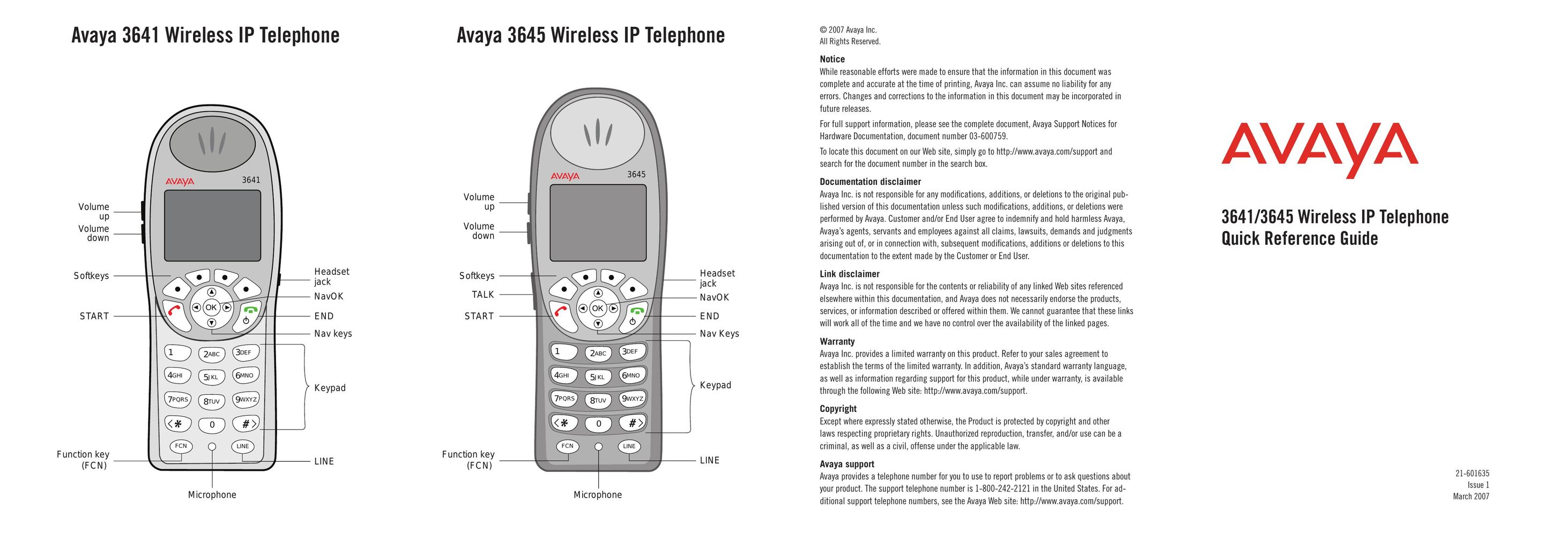 Avaya 3641/3645 Telephone User Manual
