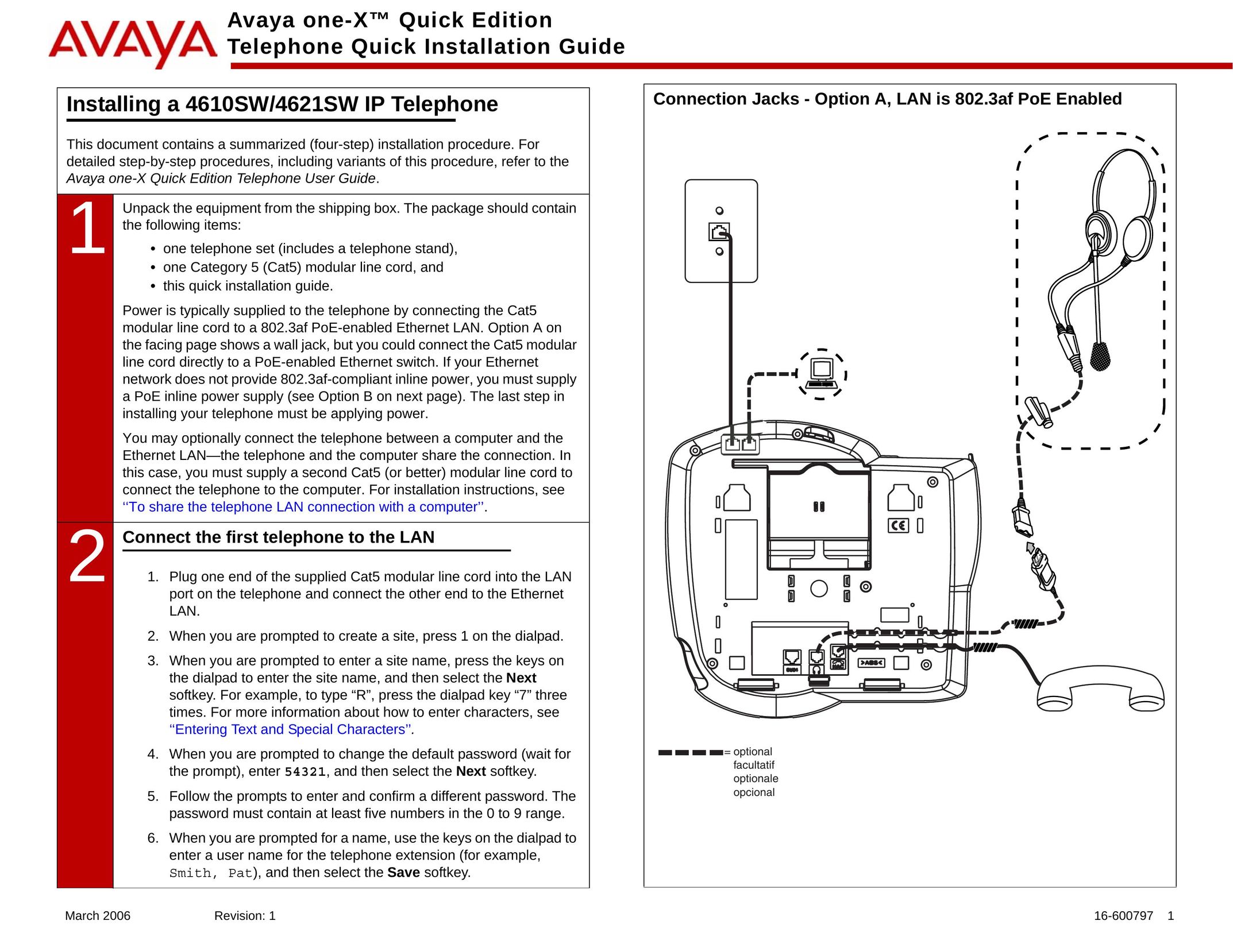 Avaya 4621SW IP Telephone User Manual