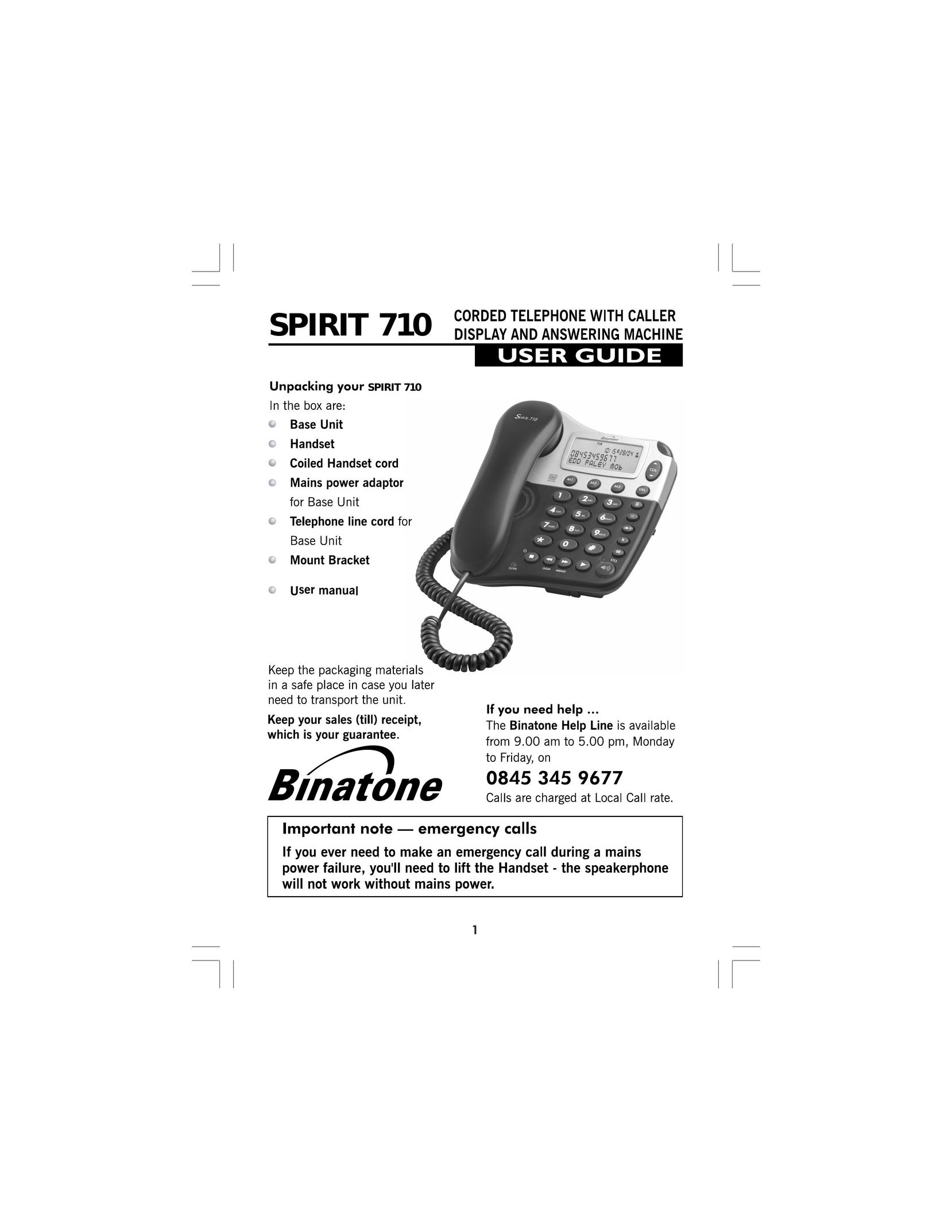 Binatone 710 Telephone User Manual