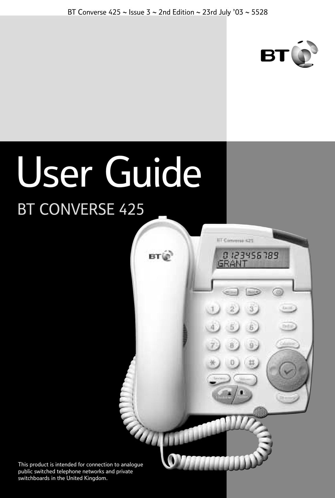 BT 425 Telephone User Manual