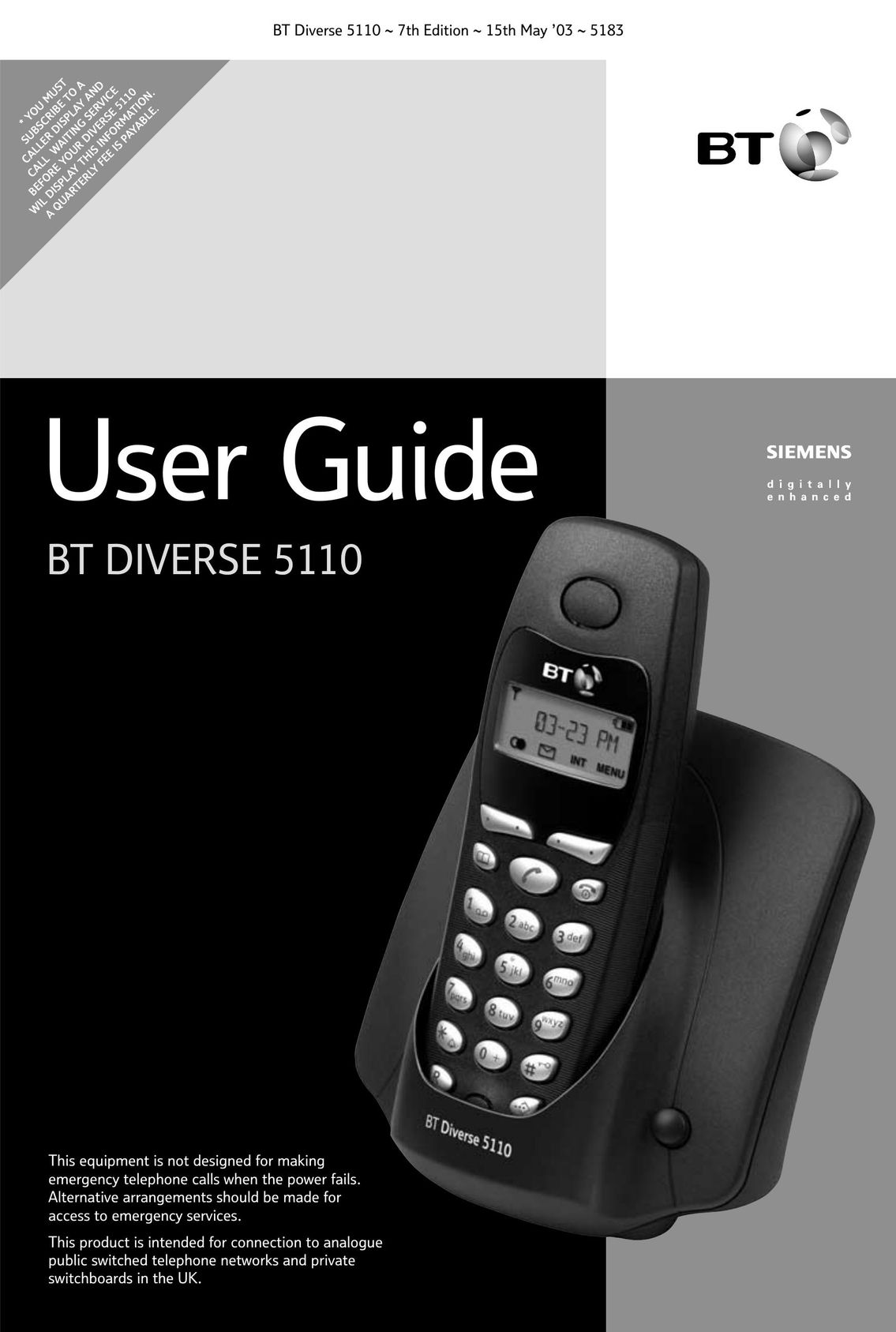 BT 5110 Telephone User Manual