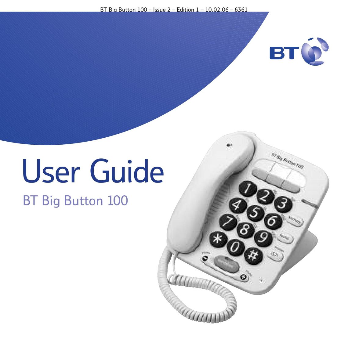 BT Big Button 100 Telephone User Manual