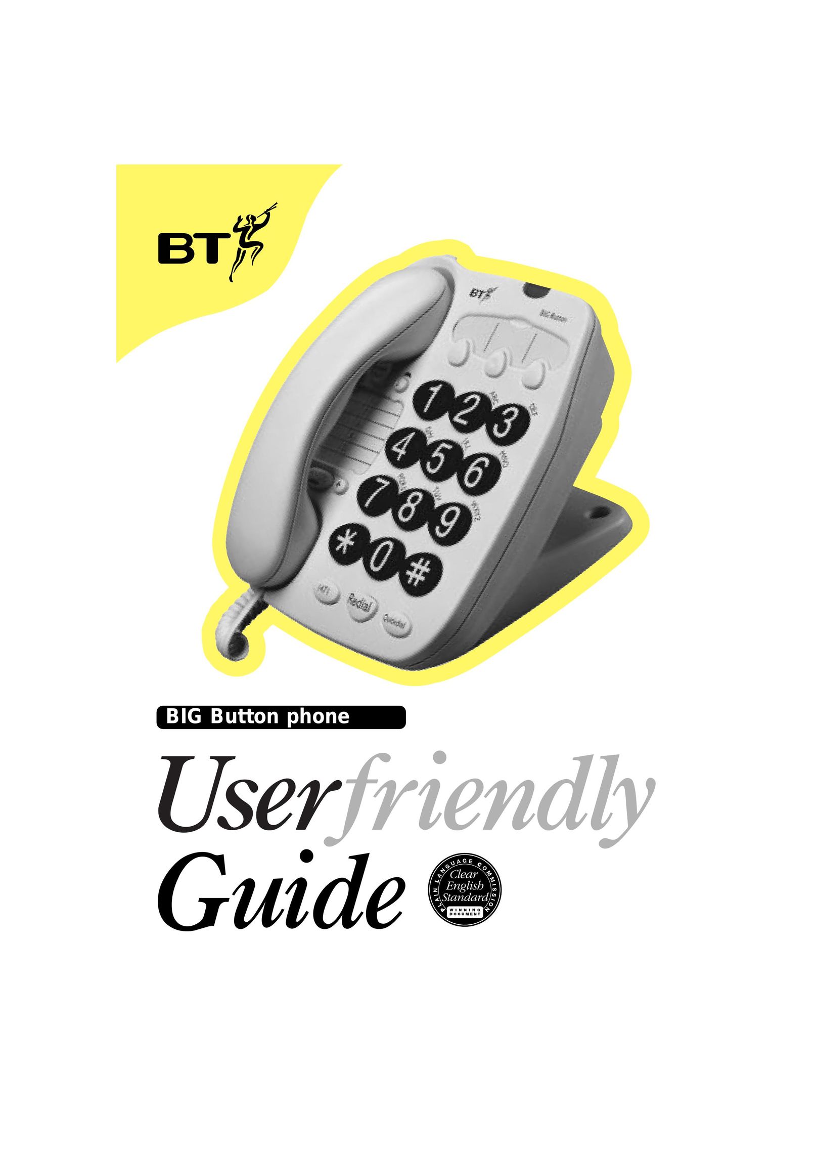 BT BIG Button phone Telephone User Manual