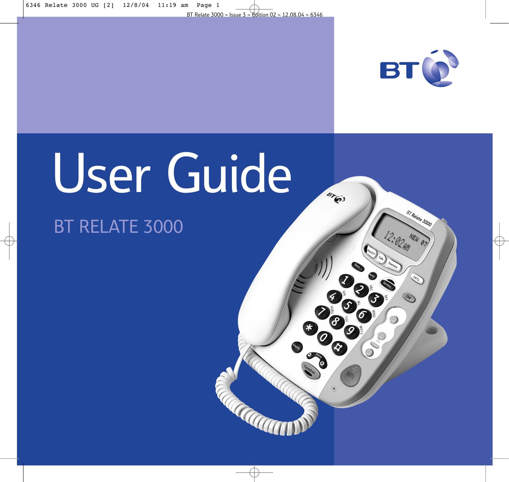 BT BT RELATE 3000 Telephone User Manual