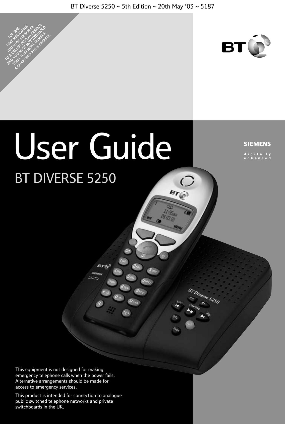BT Diverse 5250 Telephone User Manual