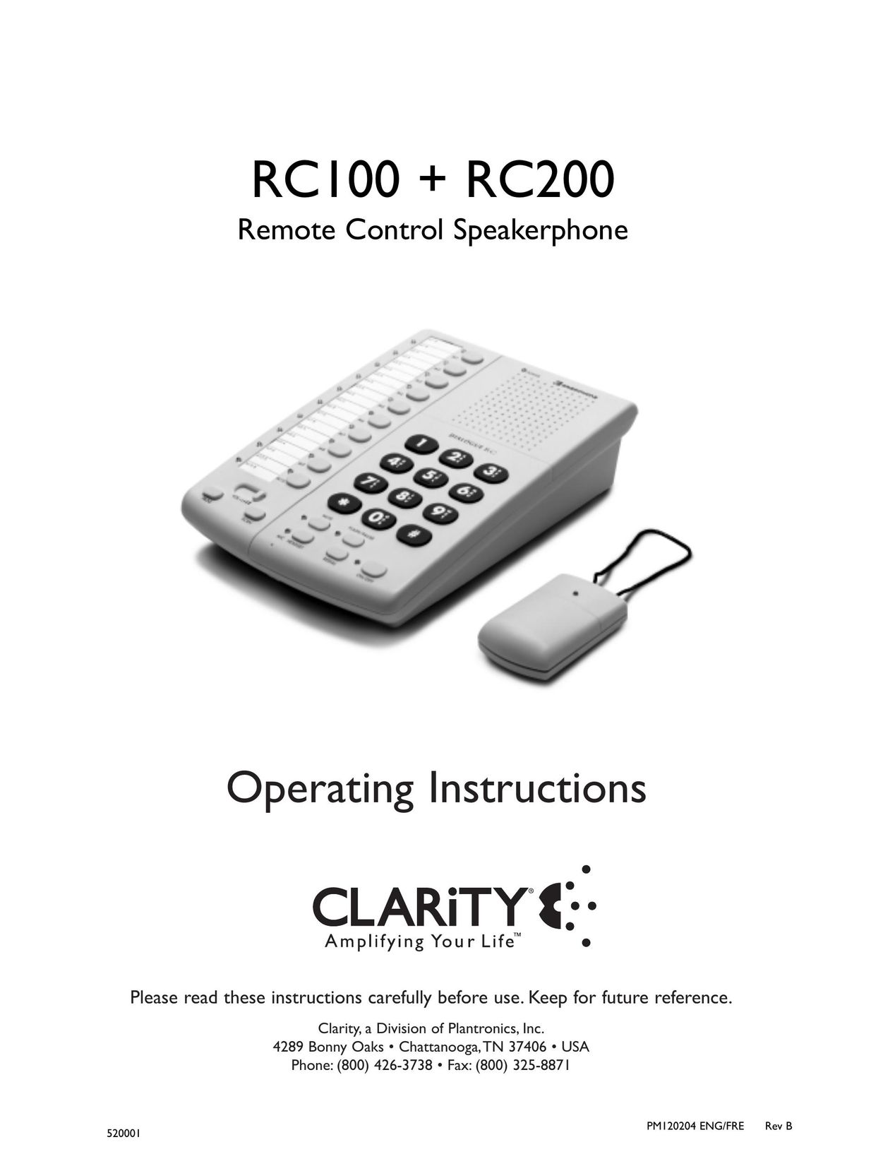 Clarity RC200 Telephone User Manual