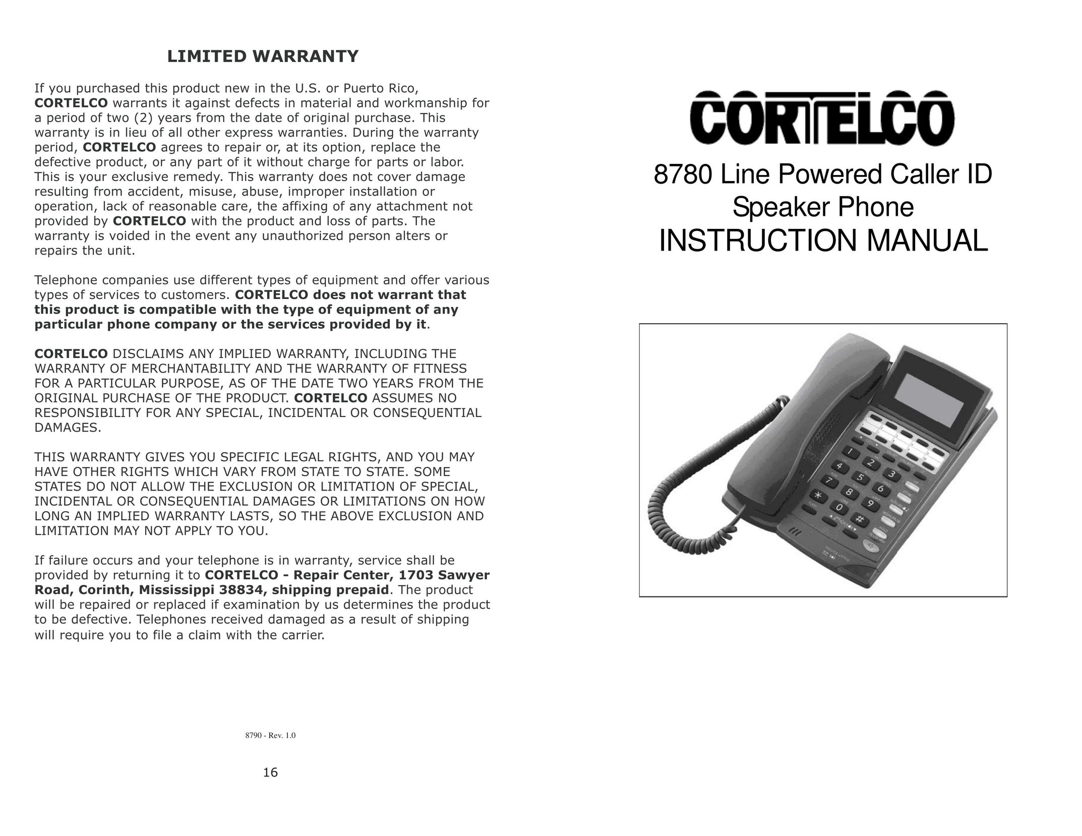 Cortelco 8780 Telephone User Manual
