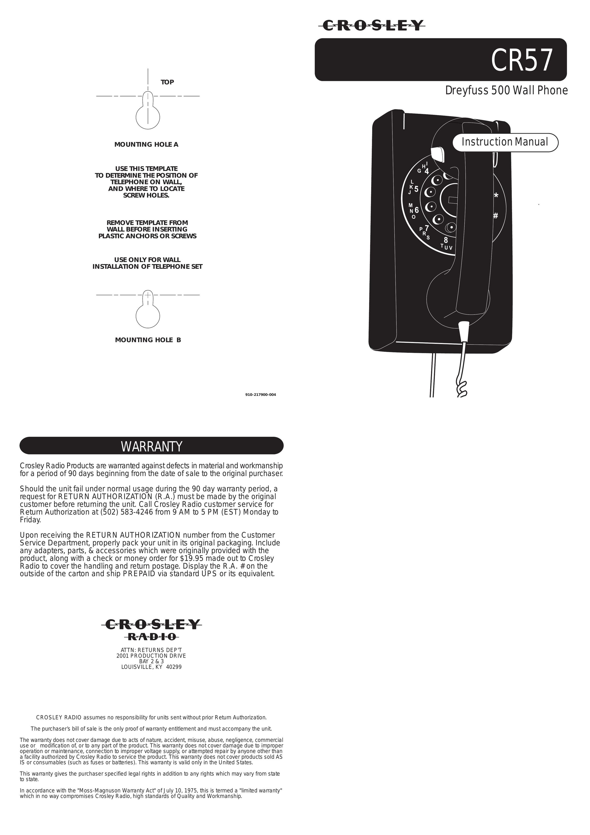 Crosley Radio CR57 Telephone User Manual
