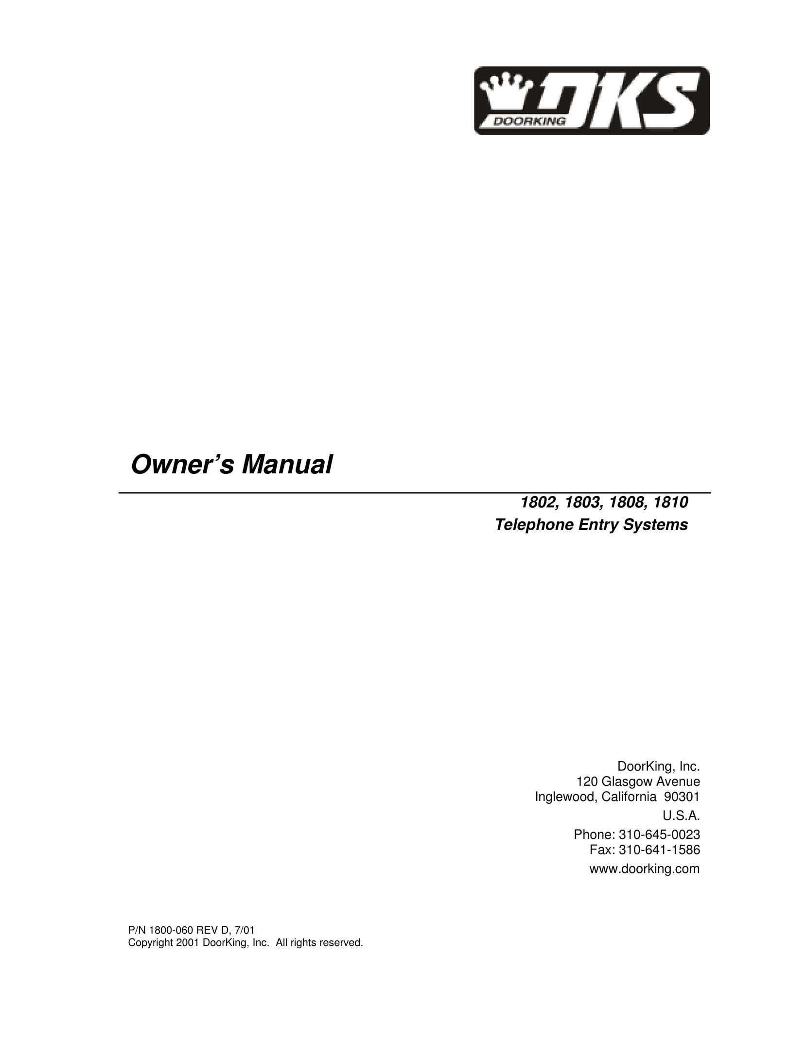 DKS Enterprises 1802 Telephone User Manual