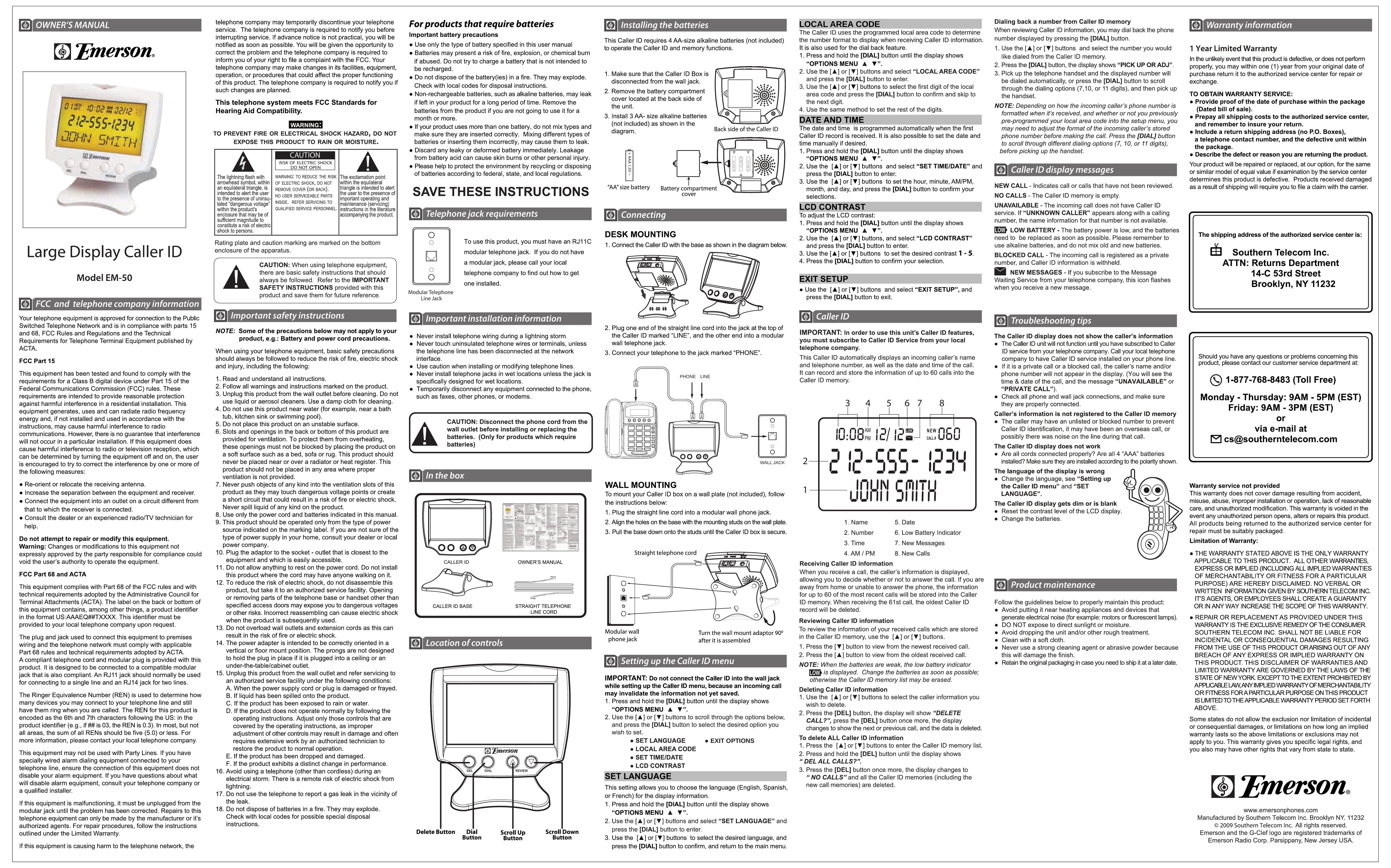 Emerson EM-50 Telephone User Manual