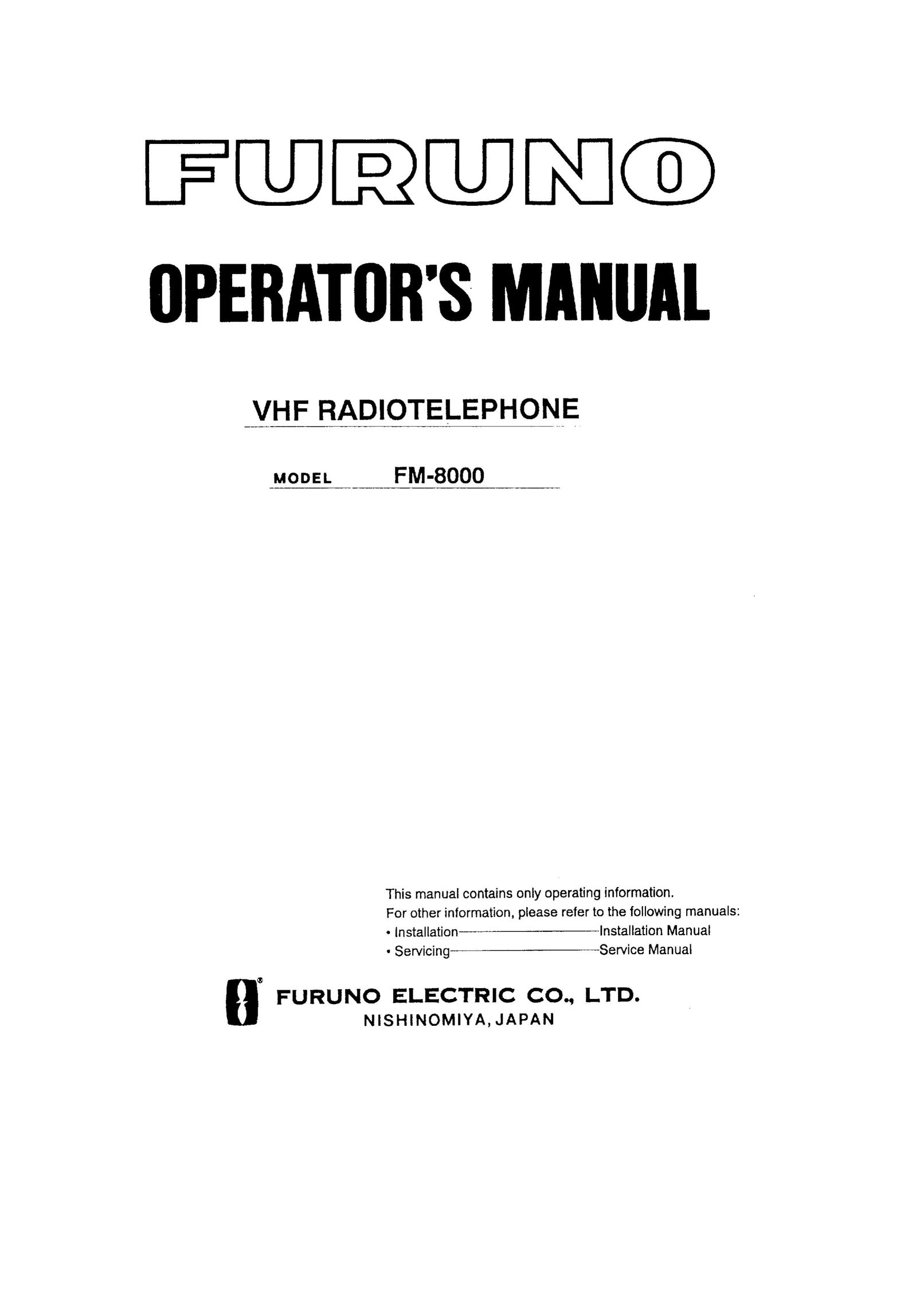 Furuno FM-8000 Telephone User Manual