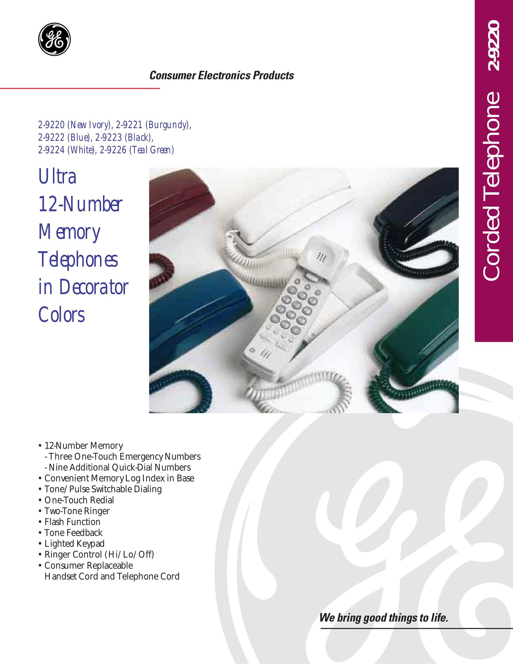 GE 2-9220 Telephone User Manual