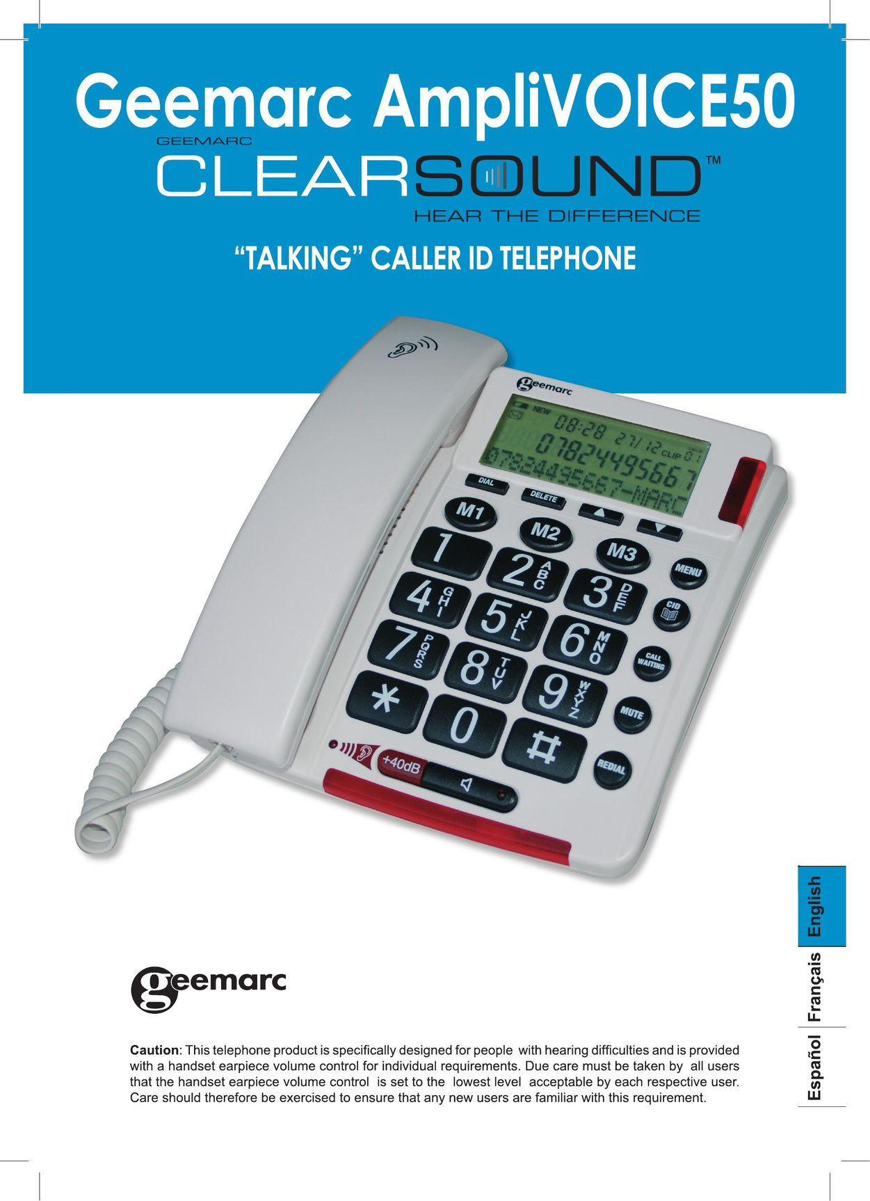 Geemarc AMPLIVOICE50 Telephone User Manual
