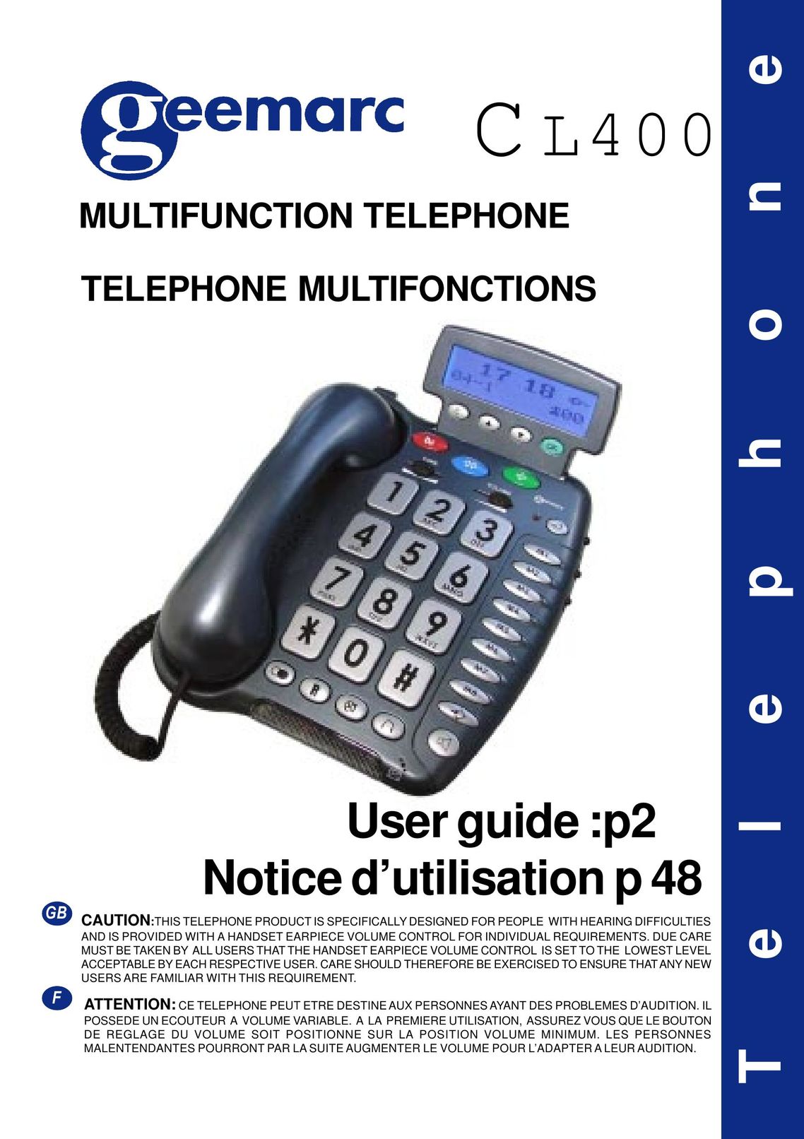Geemarc CL400 Telephone User Manual