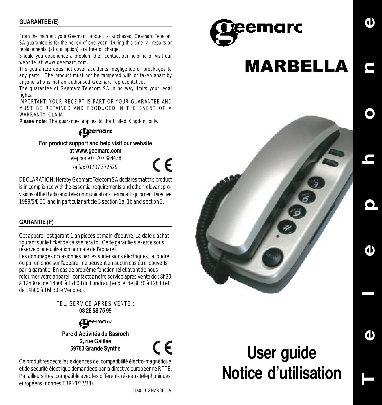 Geemarc Marbella Telephone User Manual