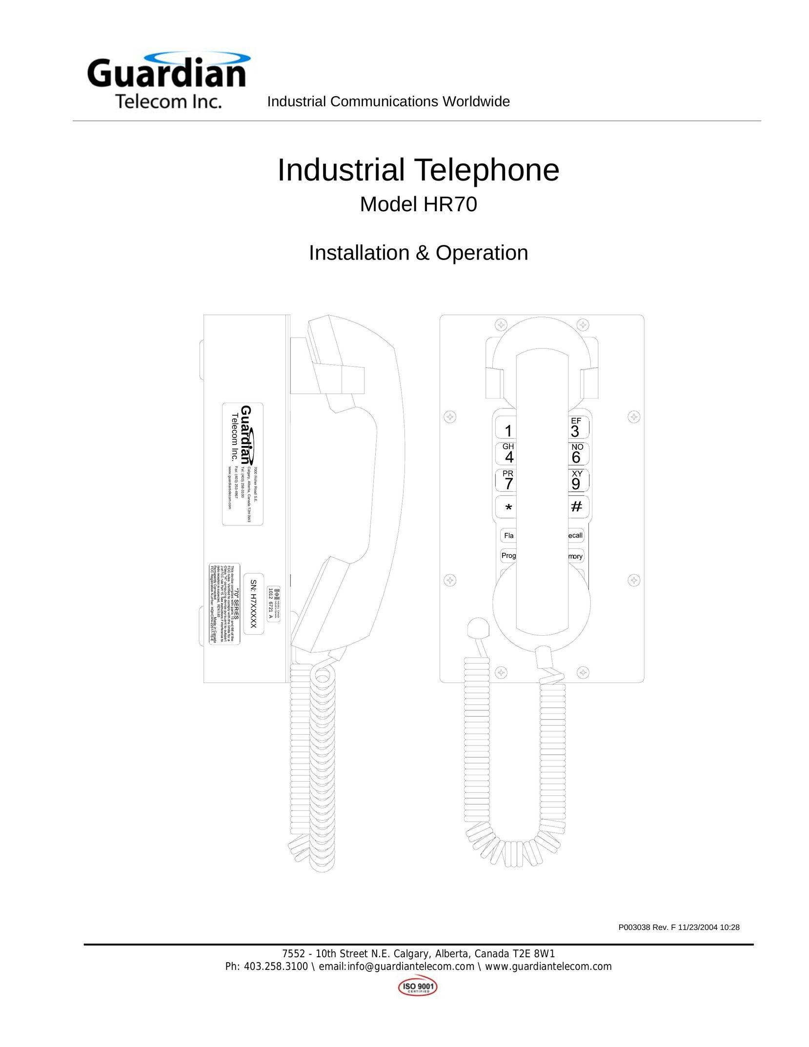 Guardian Technologies HR70 Telephone User Manual