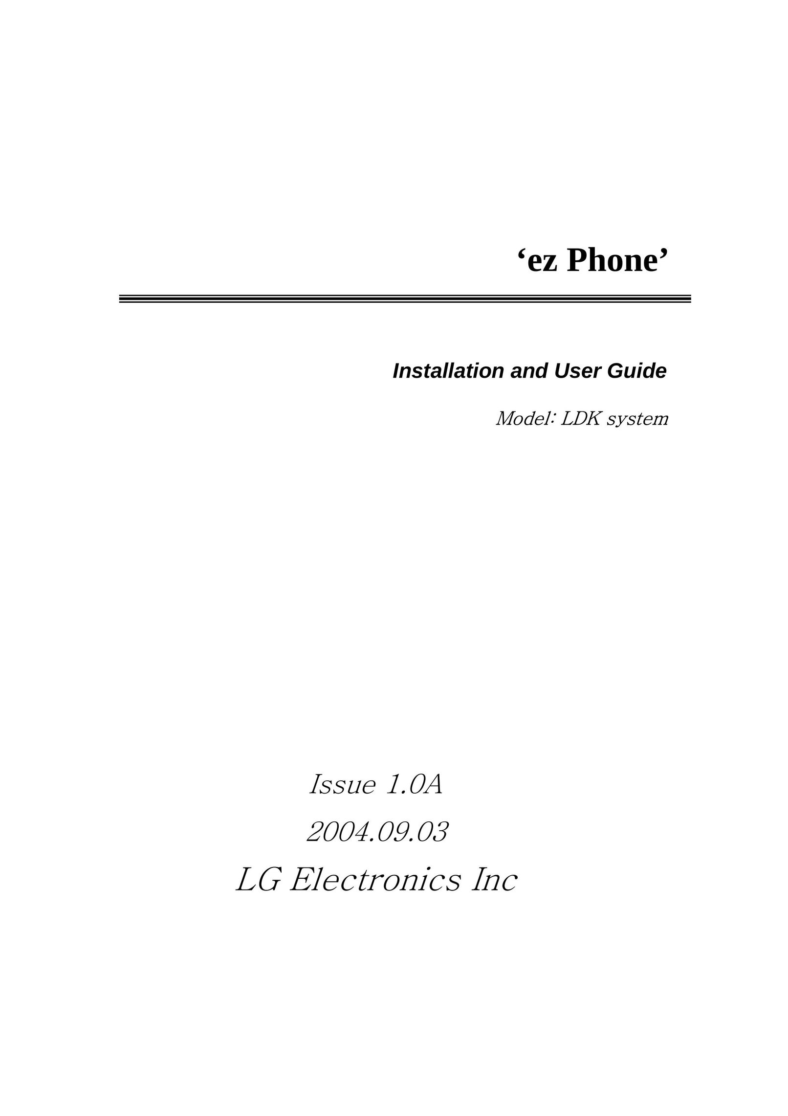 LG Electronics LDK Telephone User Manual
