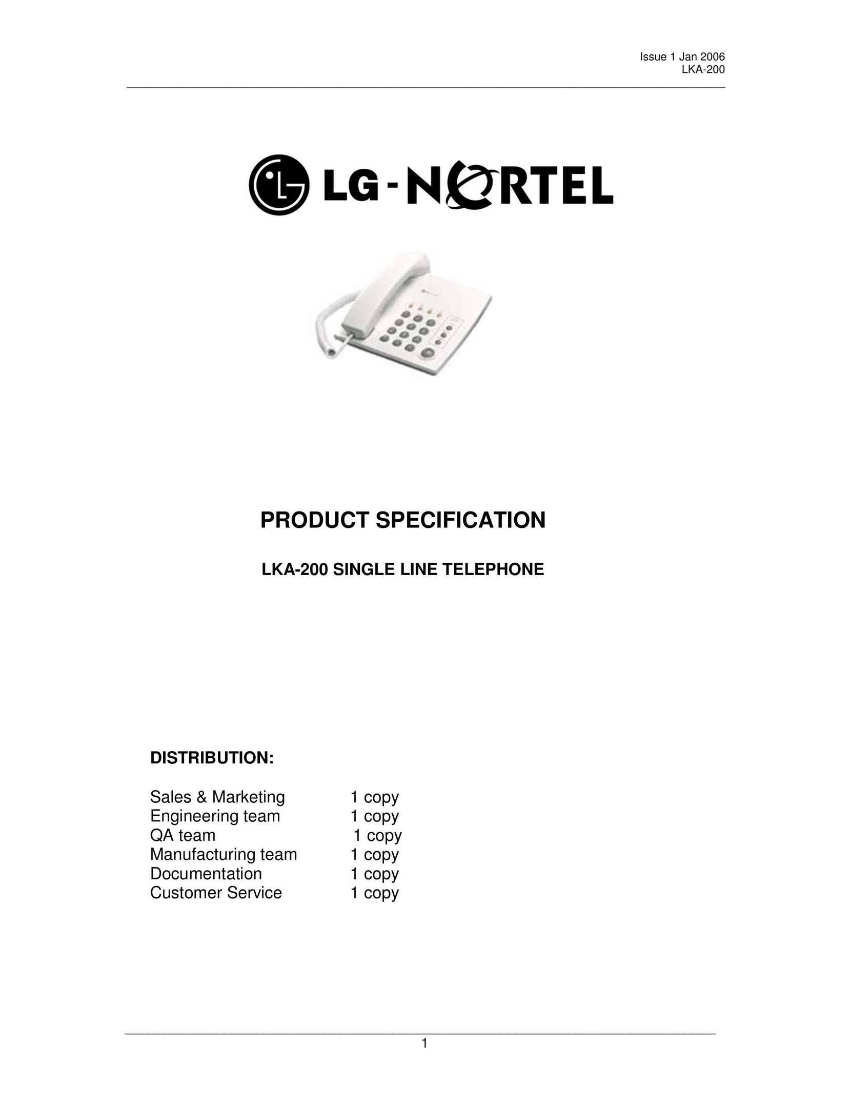 LG Electronics LKA-200 Telephone User Manual