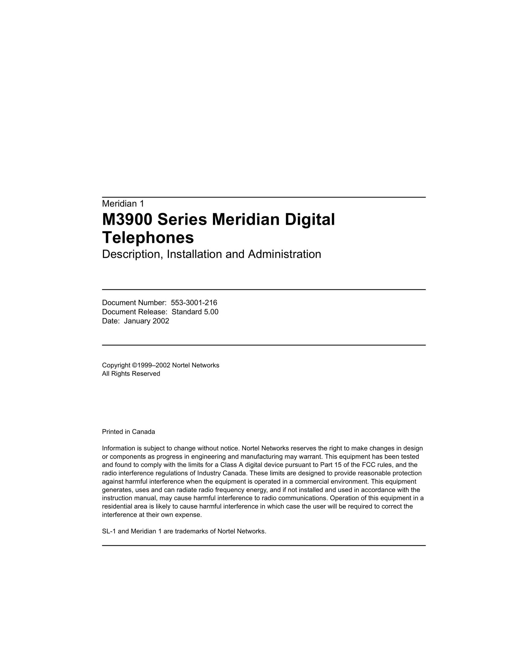 Meridian Audio M3900 Telephone User Manual