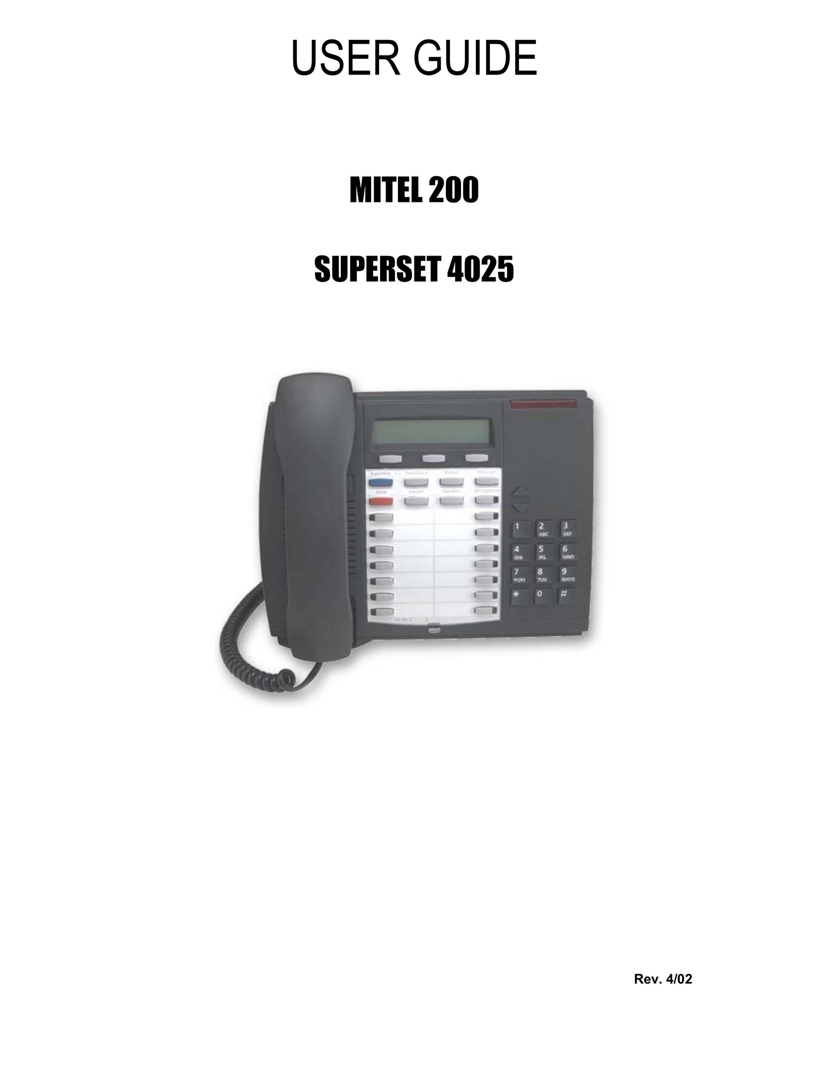 Mitel 4025 Telephone User Manual